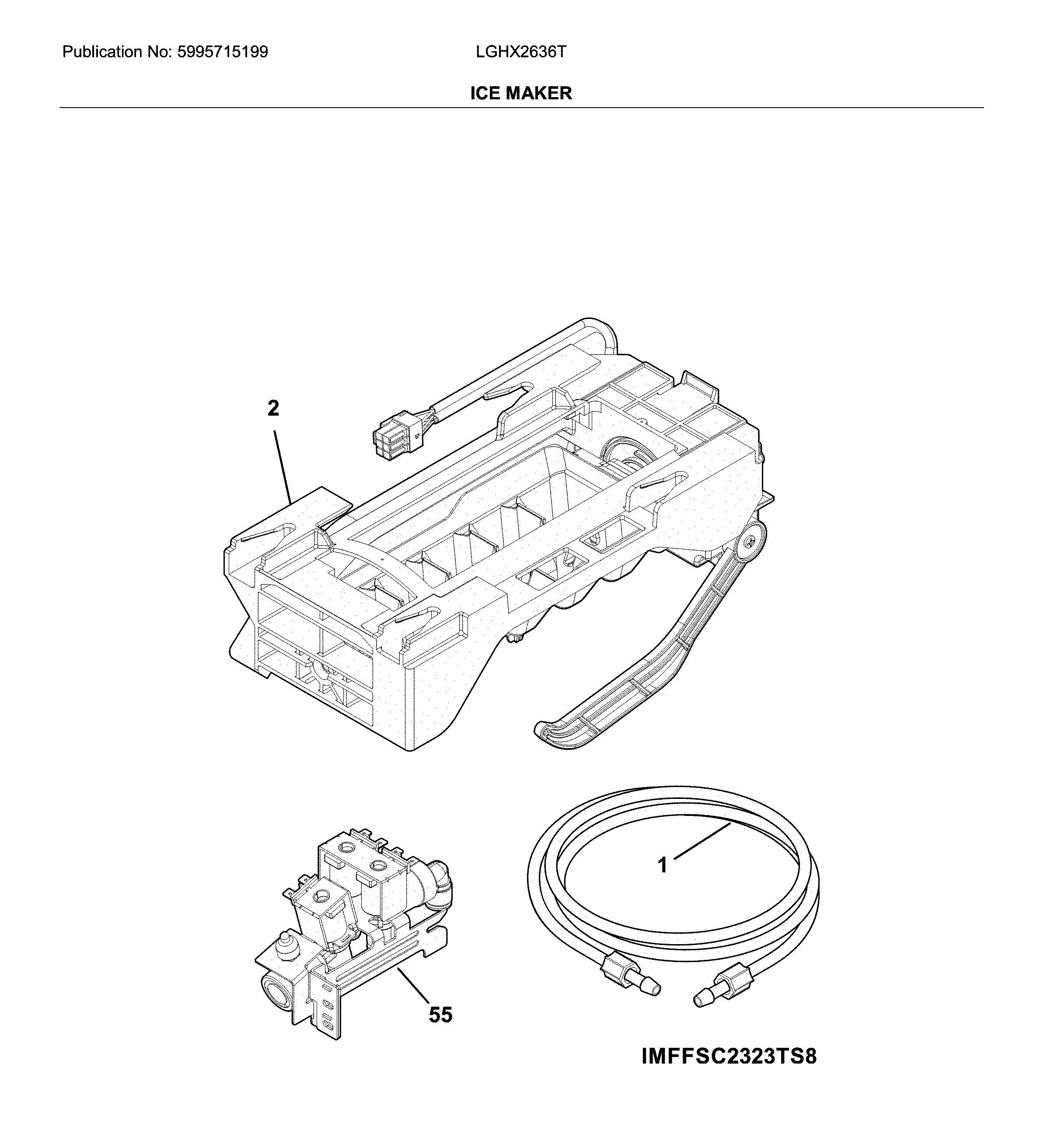 Frigidaire LGHX2636TD9 ice maker diagram
