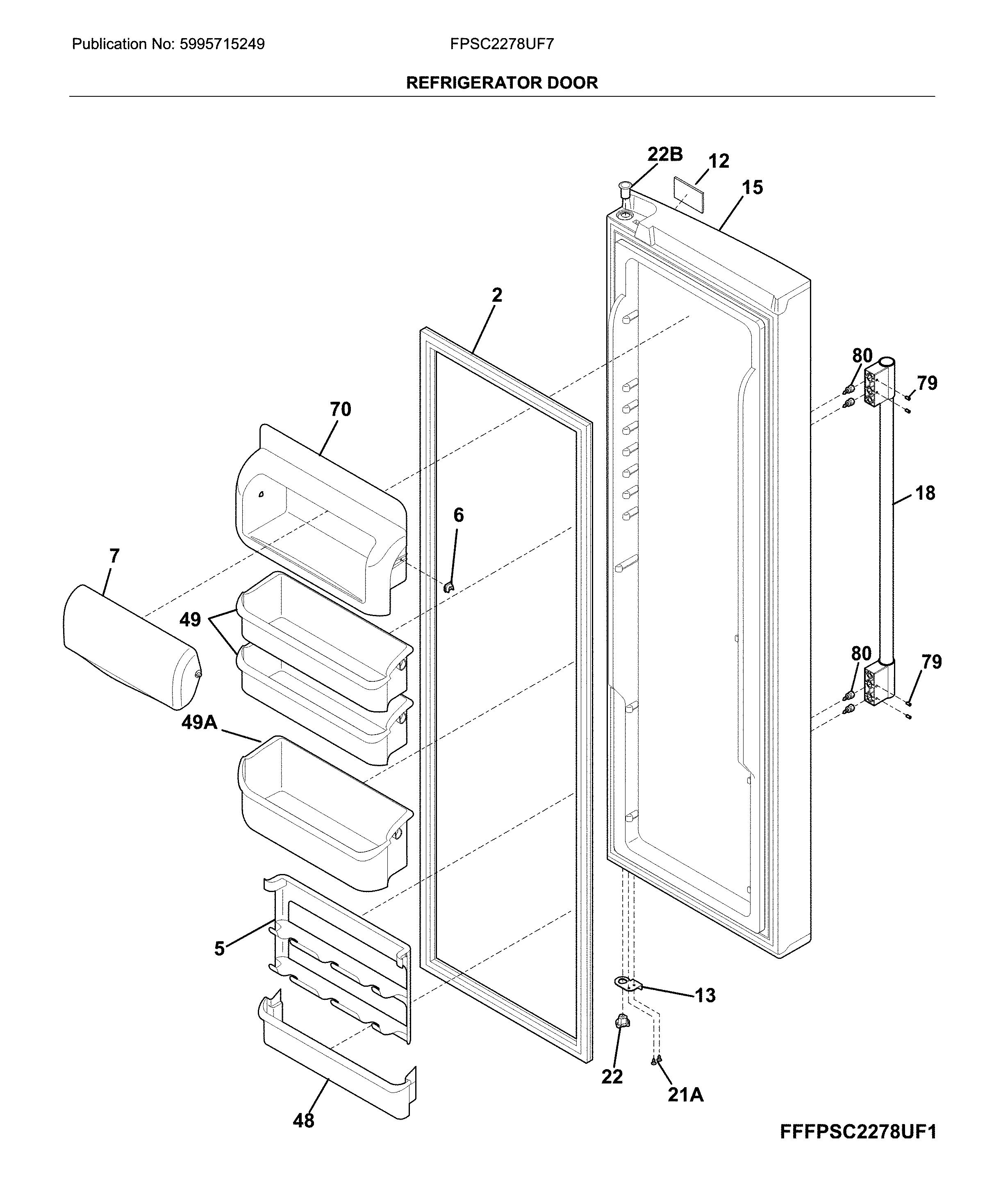 Frigidaire FPSC2278UF7 refrigerator door diagram
