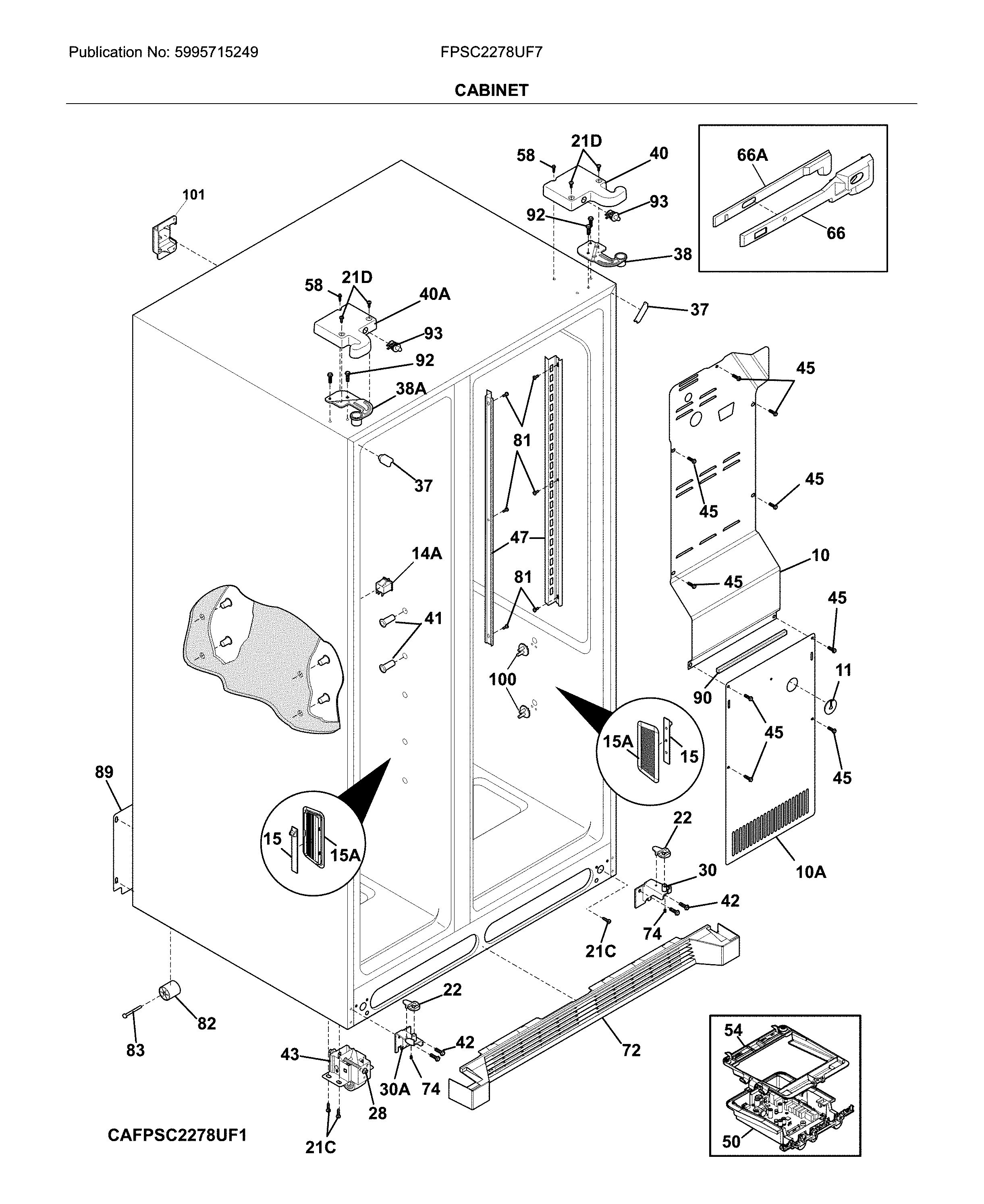 Frigidaire FPSC2278UF7 cabinet diagram
