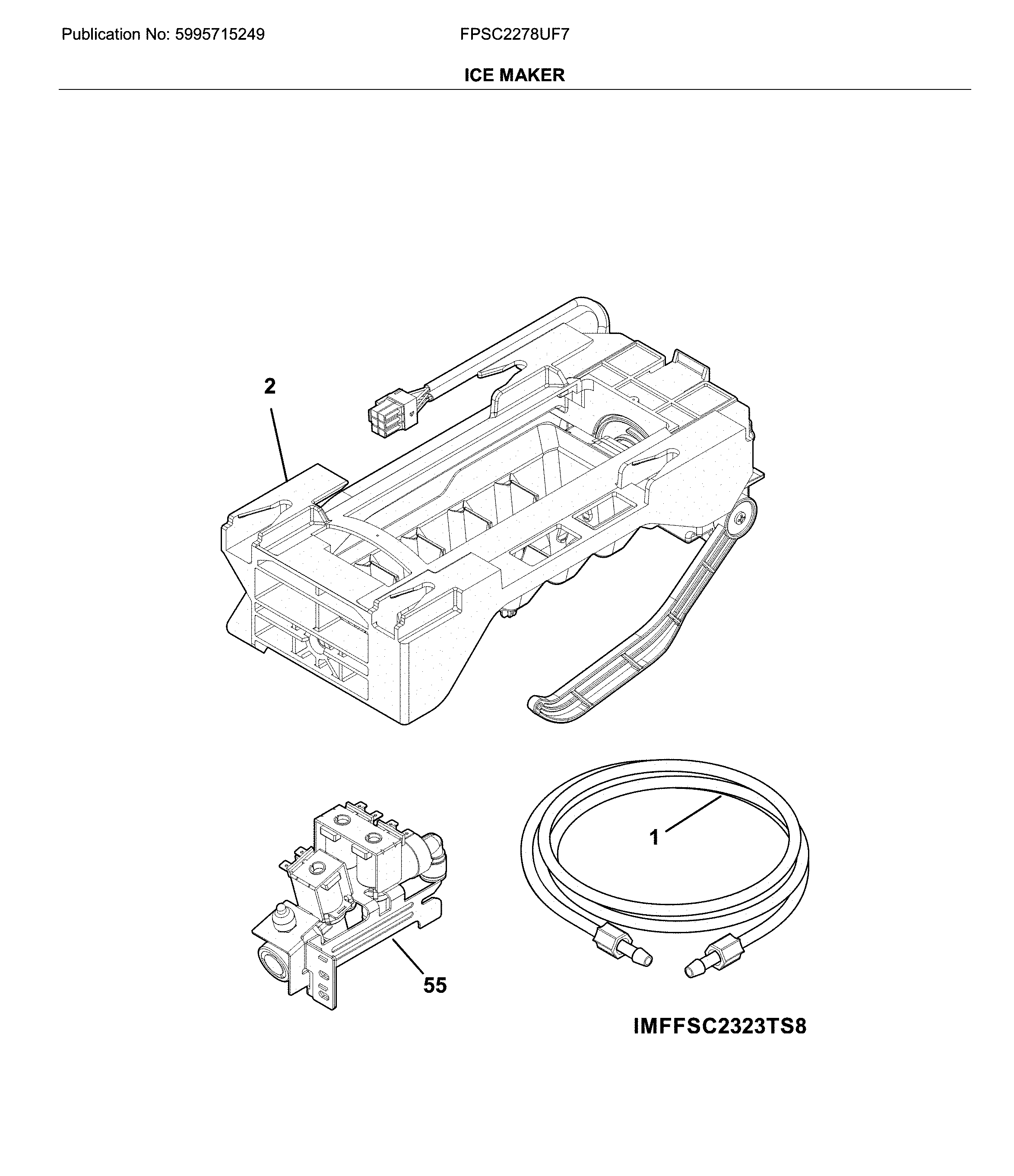 Frigidaire FPSC2278UF7 ice maker diagram