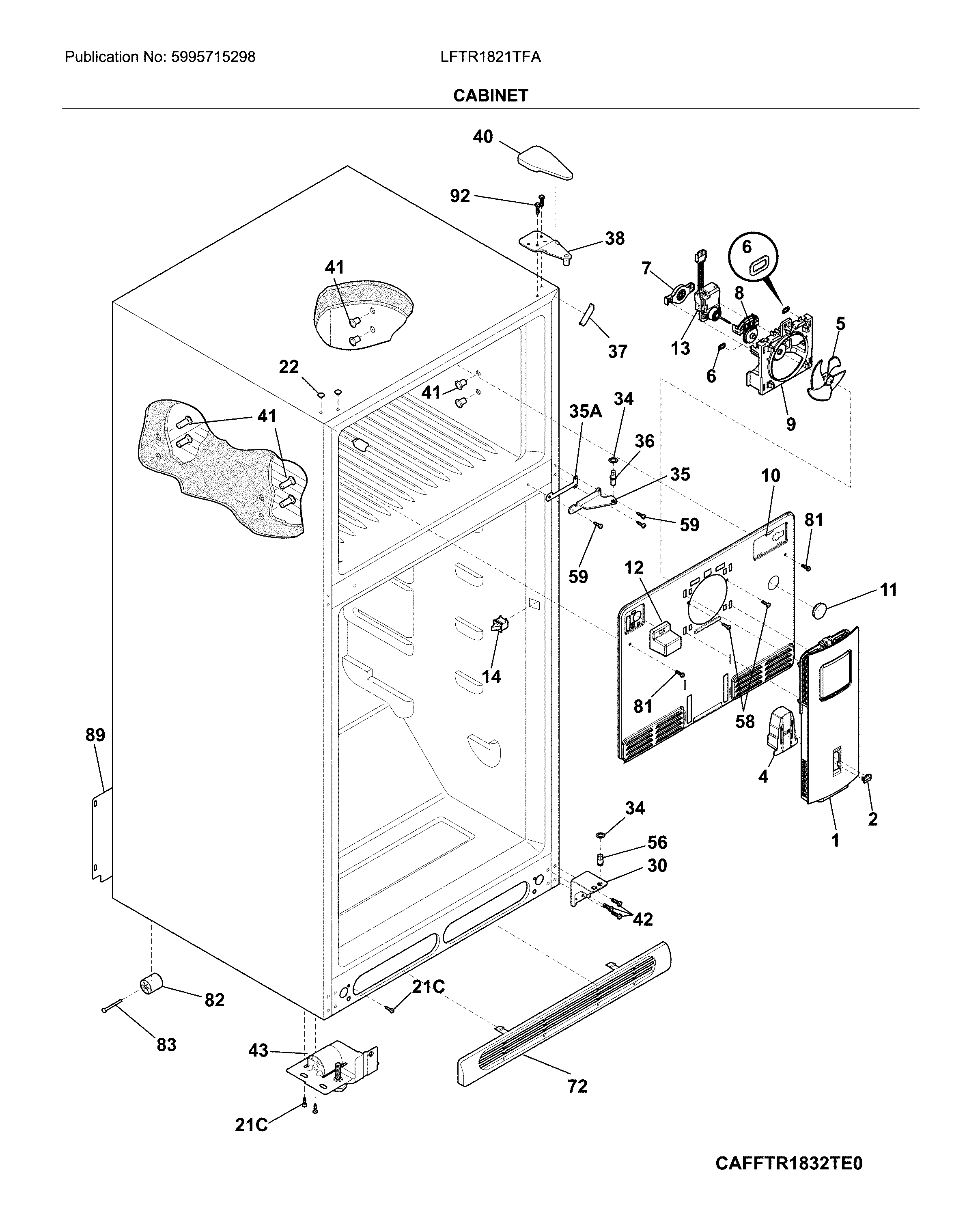 Frigidaire LFTR1821TFA cabinet diagram