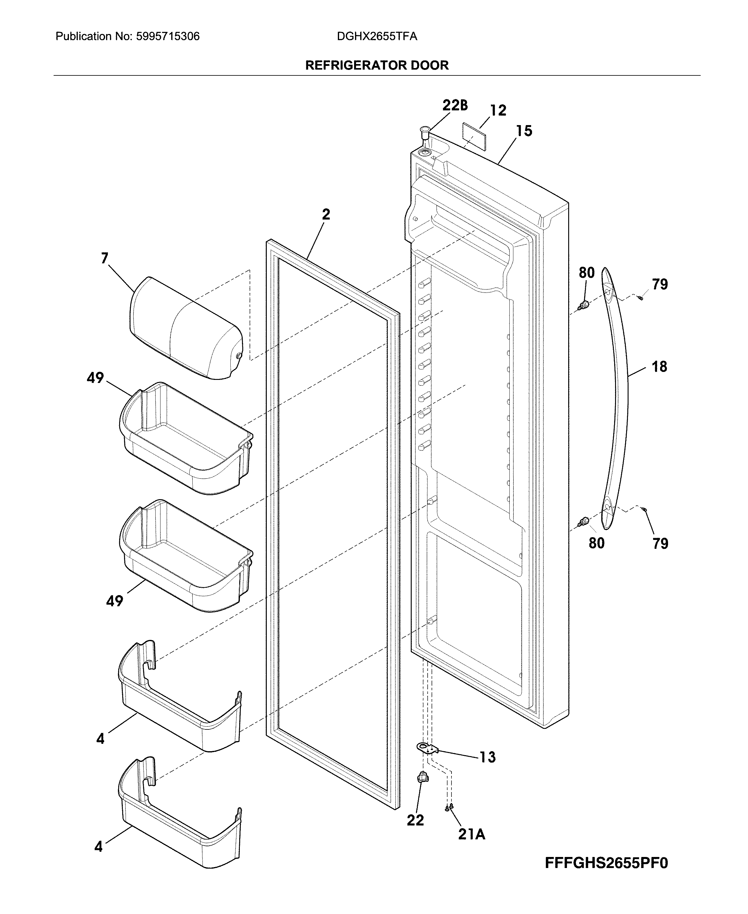 Frigidaire DGHX2655TFA refrigerator door diagram