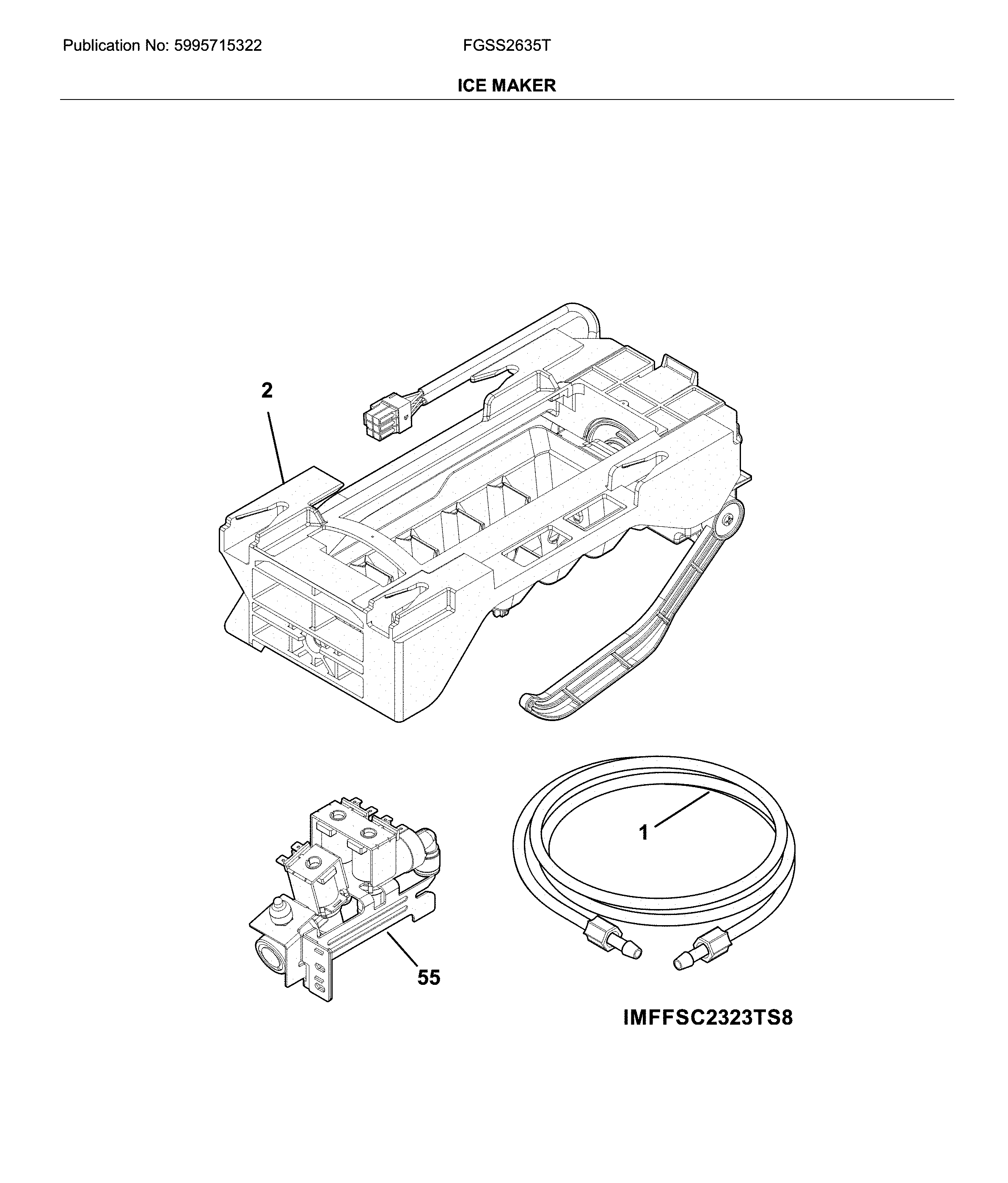 Frigidaire FGSS2635TP7 ice maker diagram