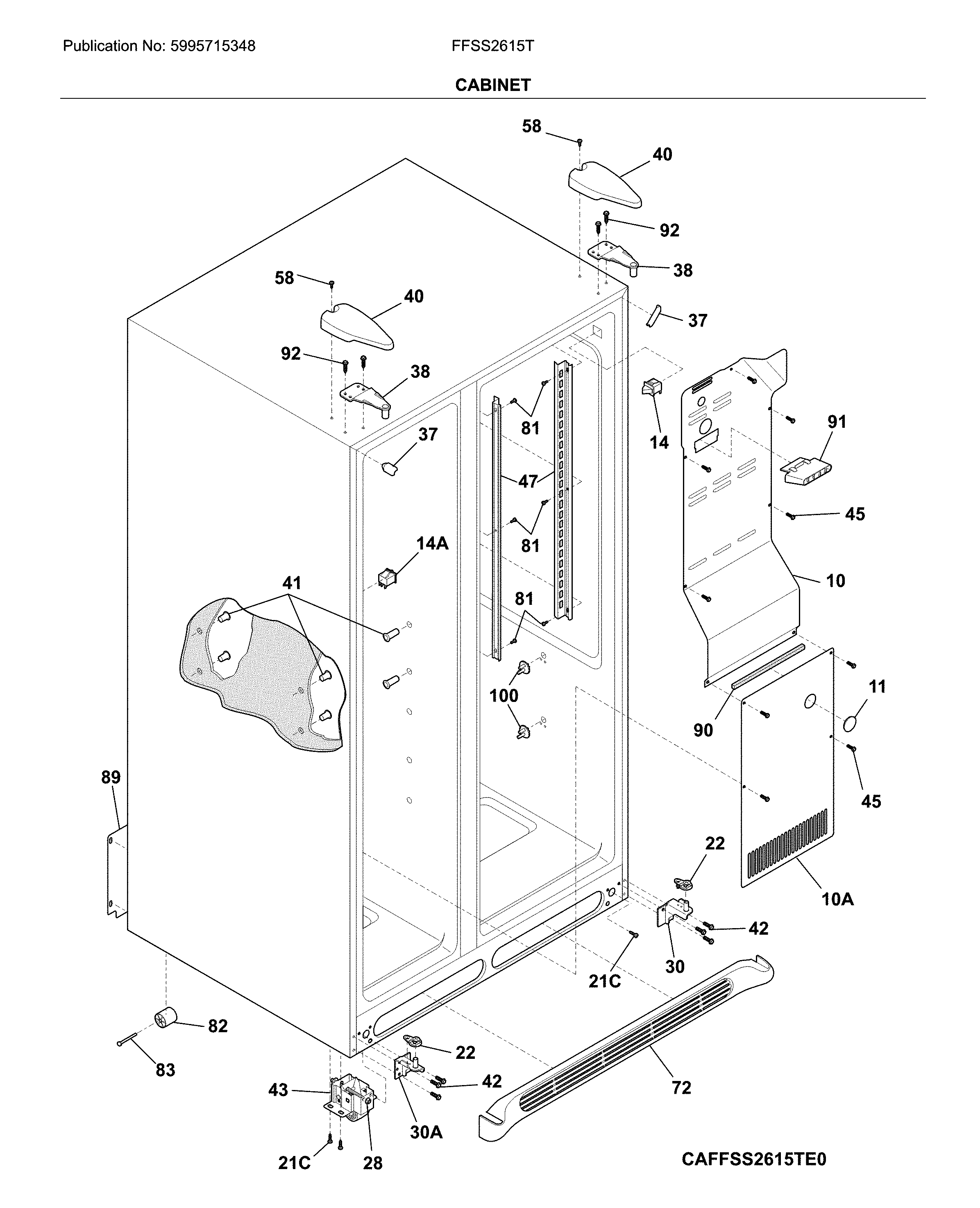 Frigidaire FFSS2615TP2 cabinet diagram
