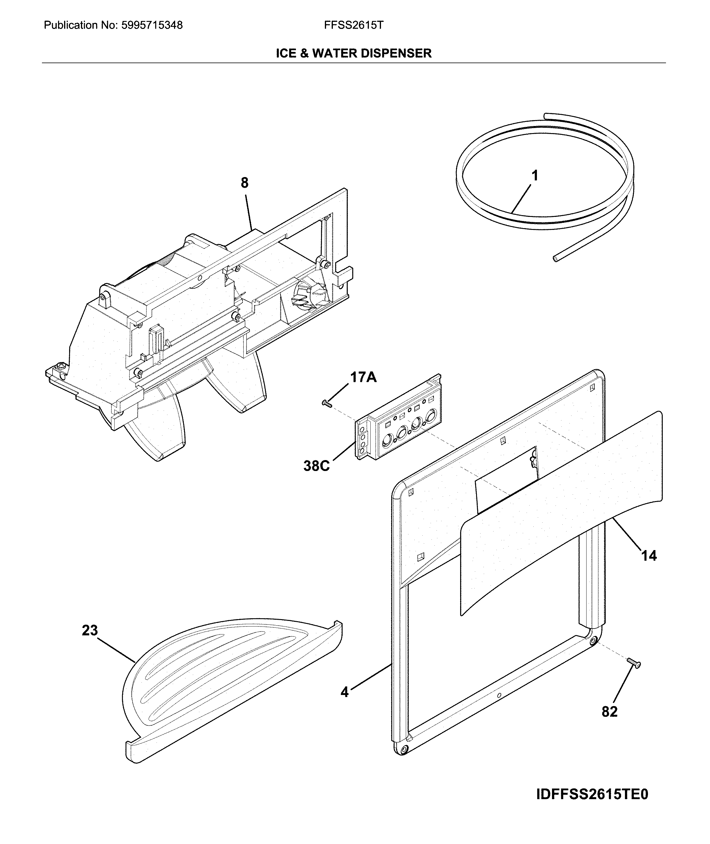 Frigidaire FFSS2615TP2 dispenser diagram