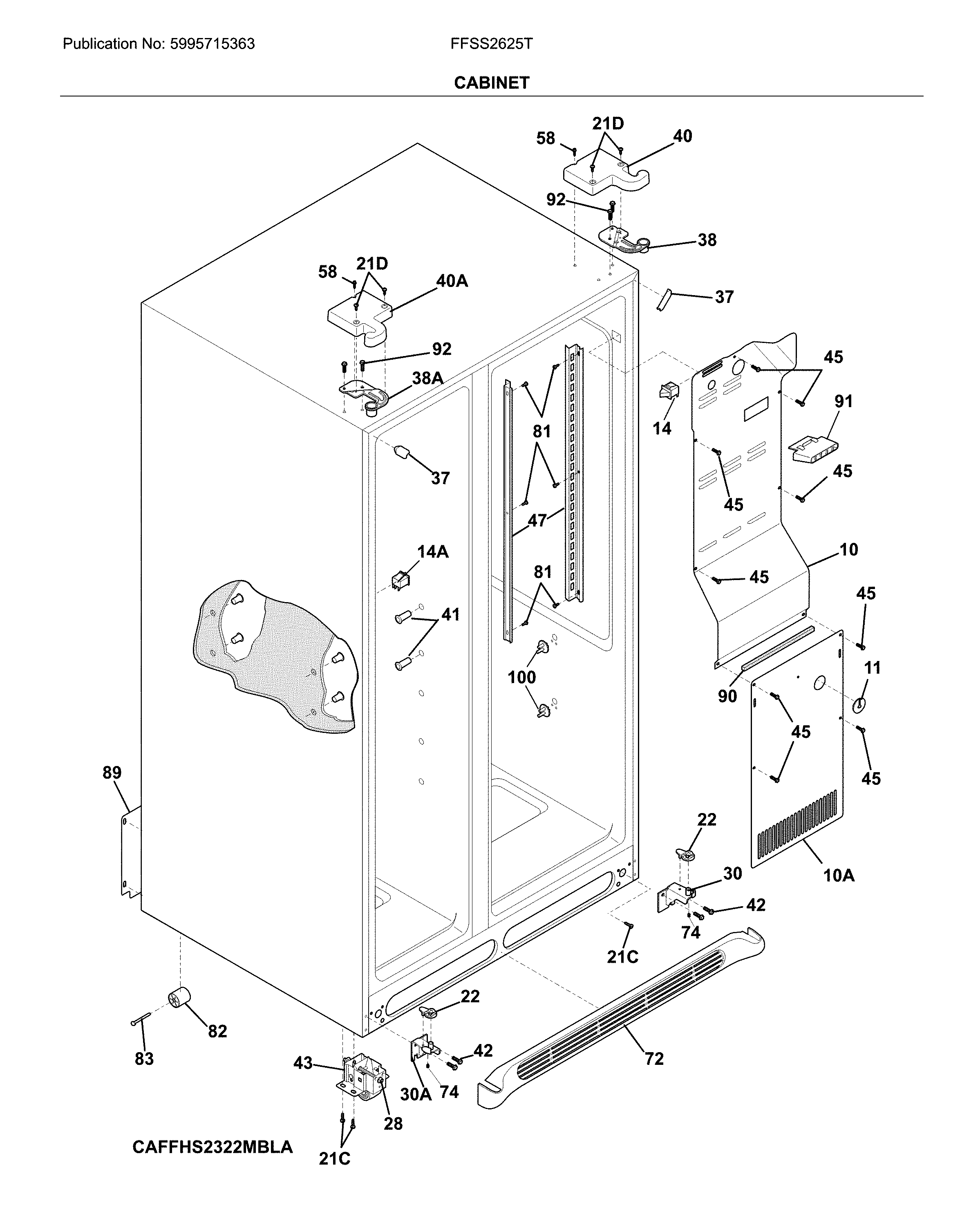 Frigidaire FFSS2625TE2 cabinet diagram