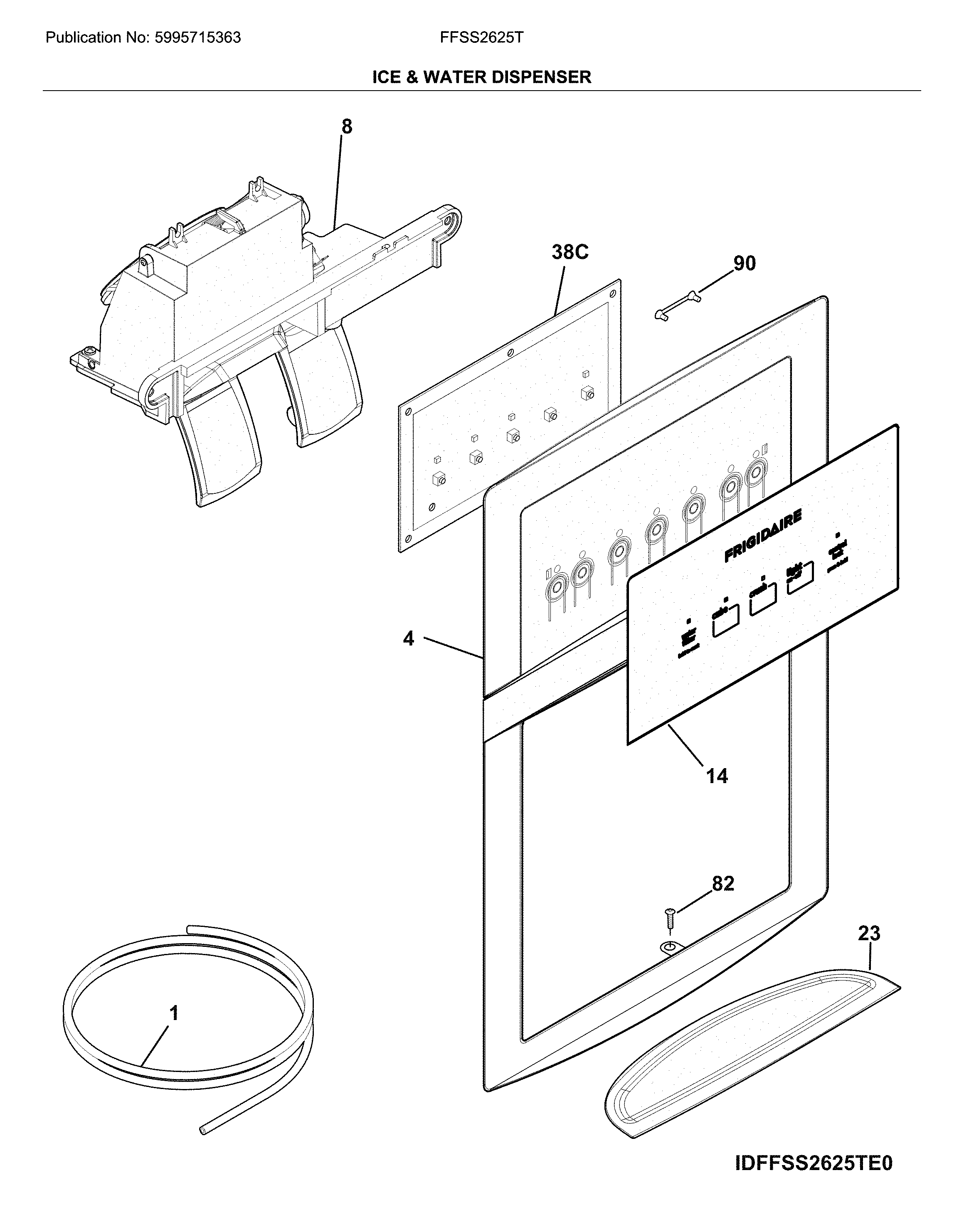 Frigidaire FFSS2625TE2 dispenser diagram