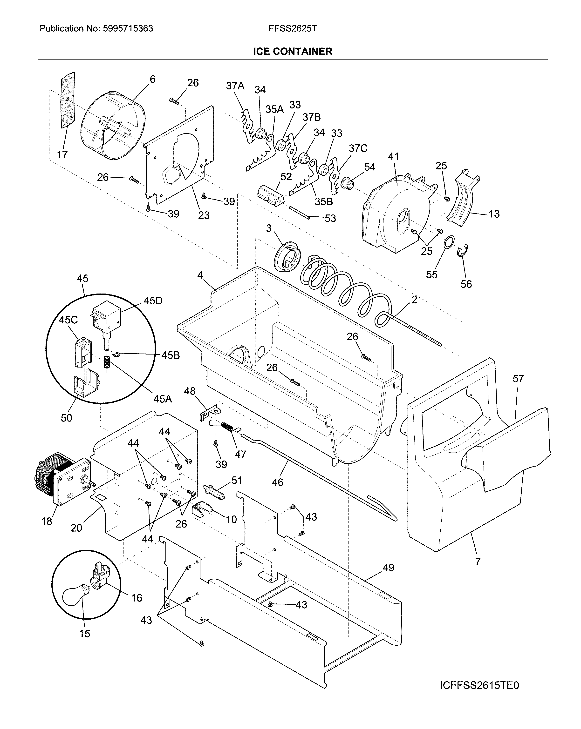 Frigidaire FFSS2625TE2 container diagram
