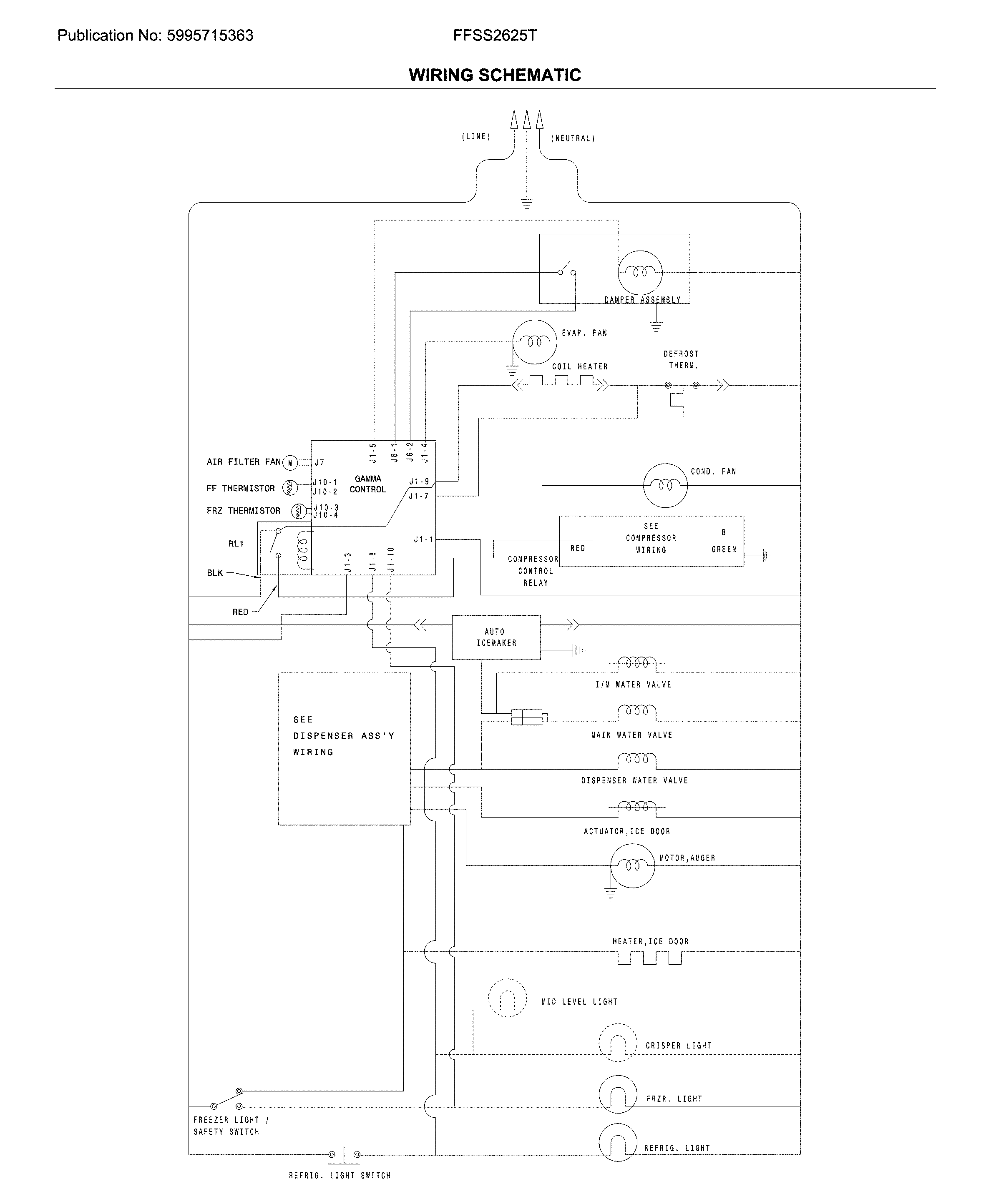 Frigidaire FFSS2625TE2 wiring schematic diagram
