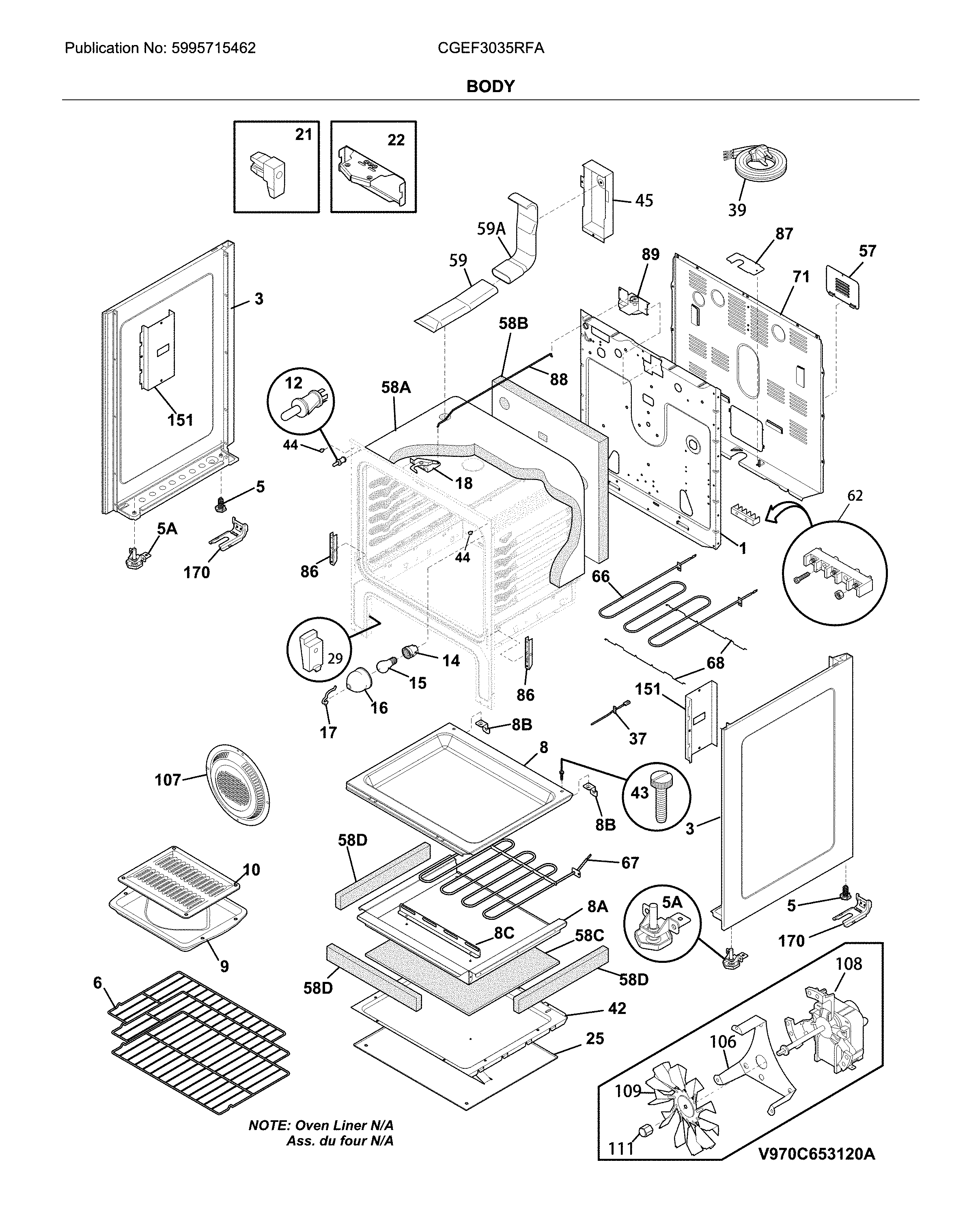 Frigidaire CGEF3035RFA body diagram
