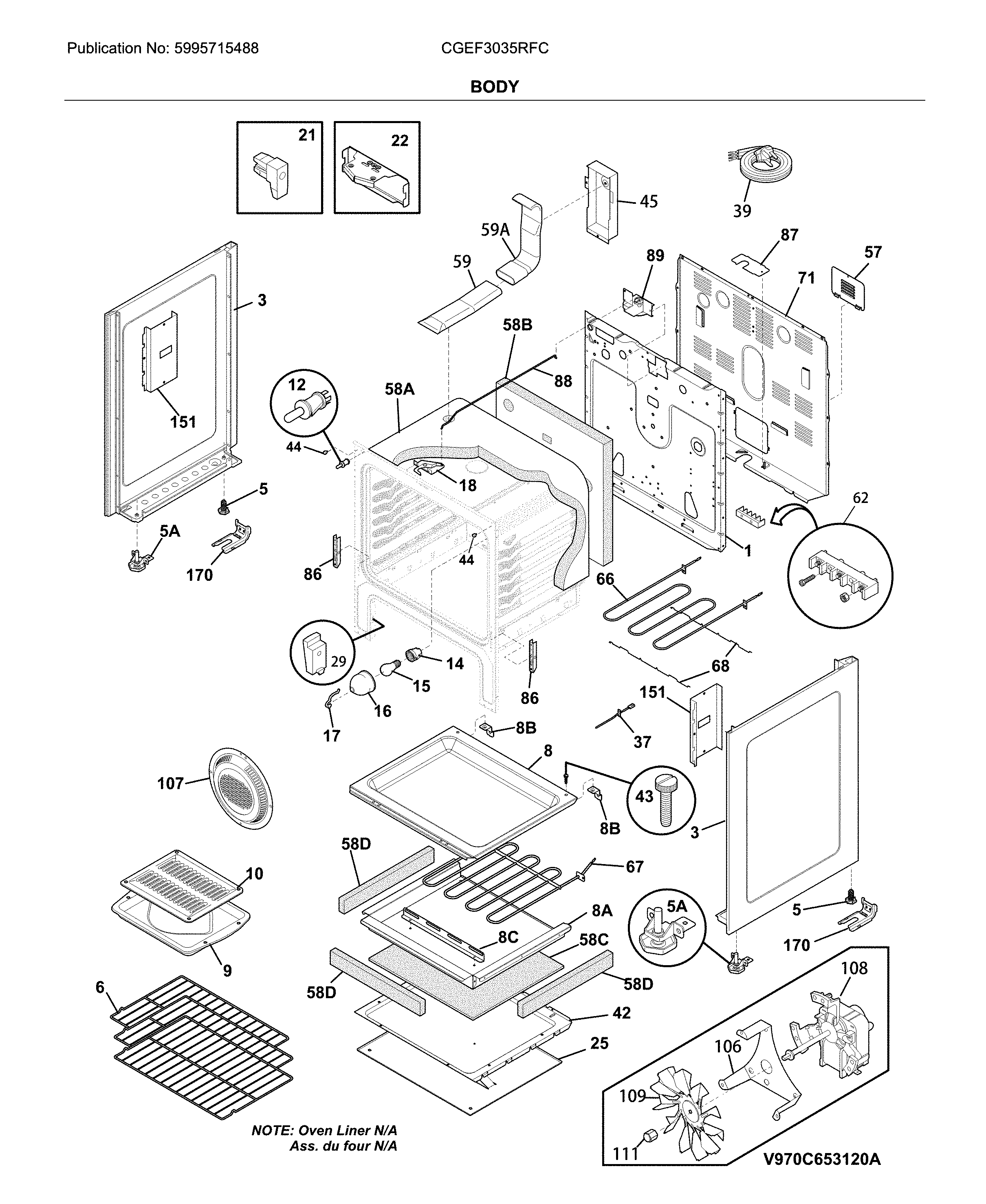 Frigidaire CGEF3035RFC body diagram