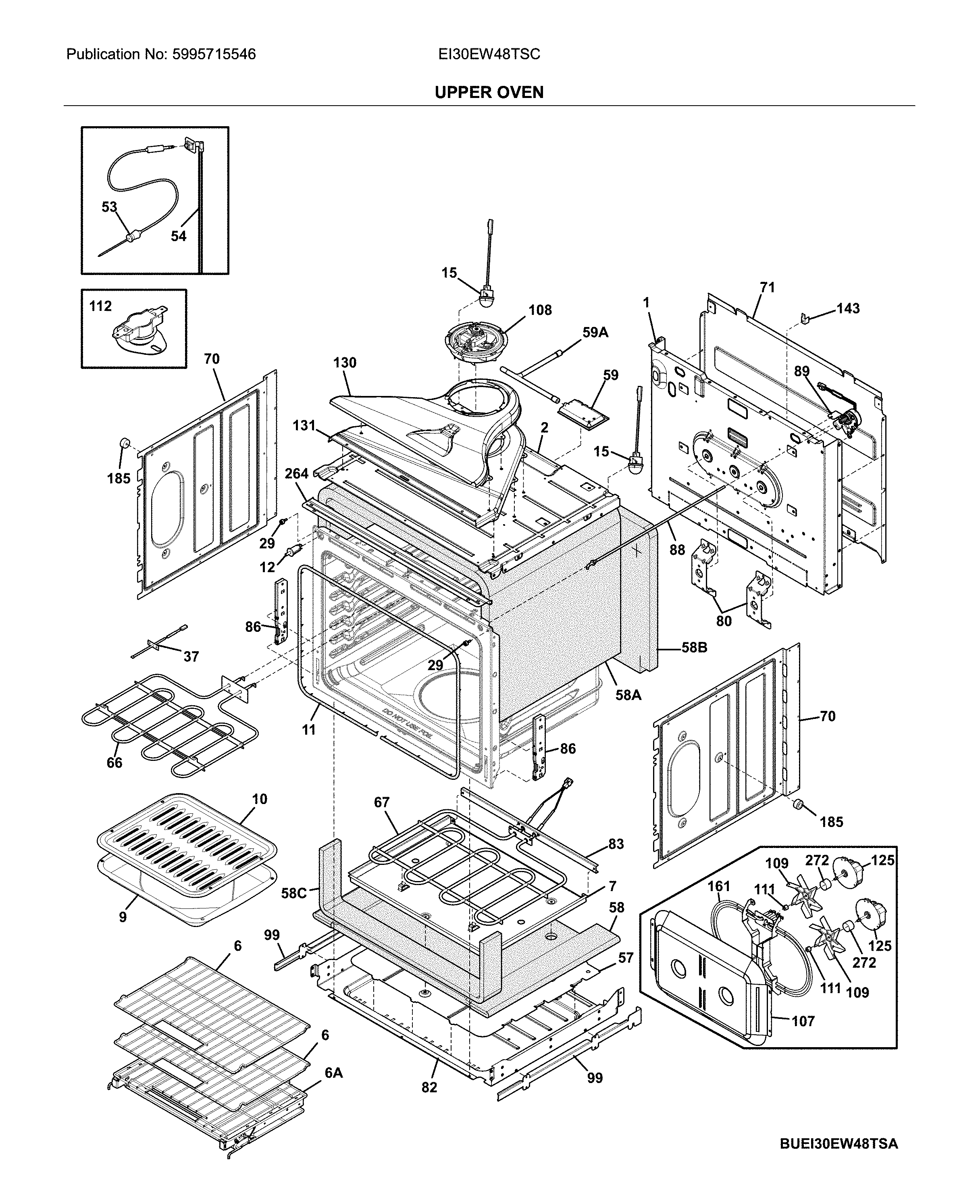 Electrolux EI30EW48TSC upper oven diagram