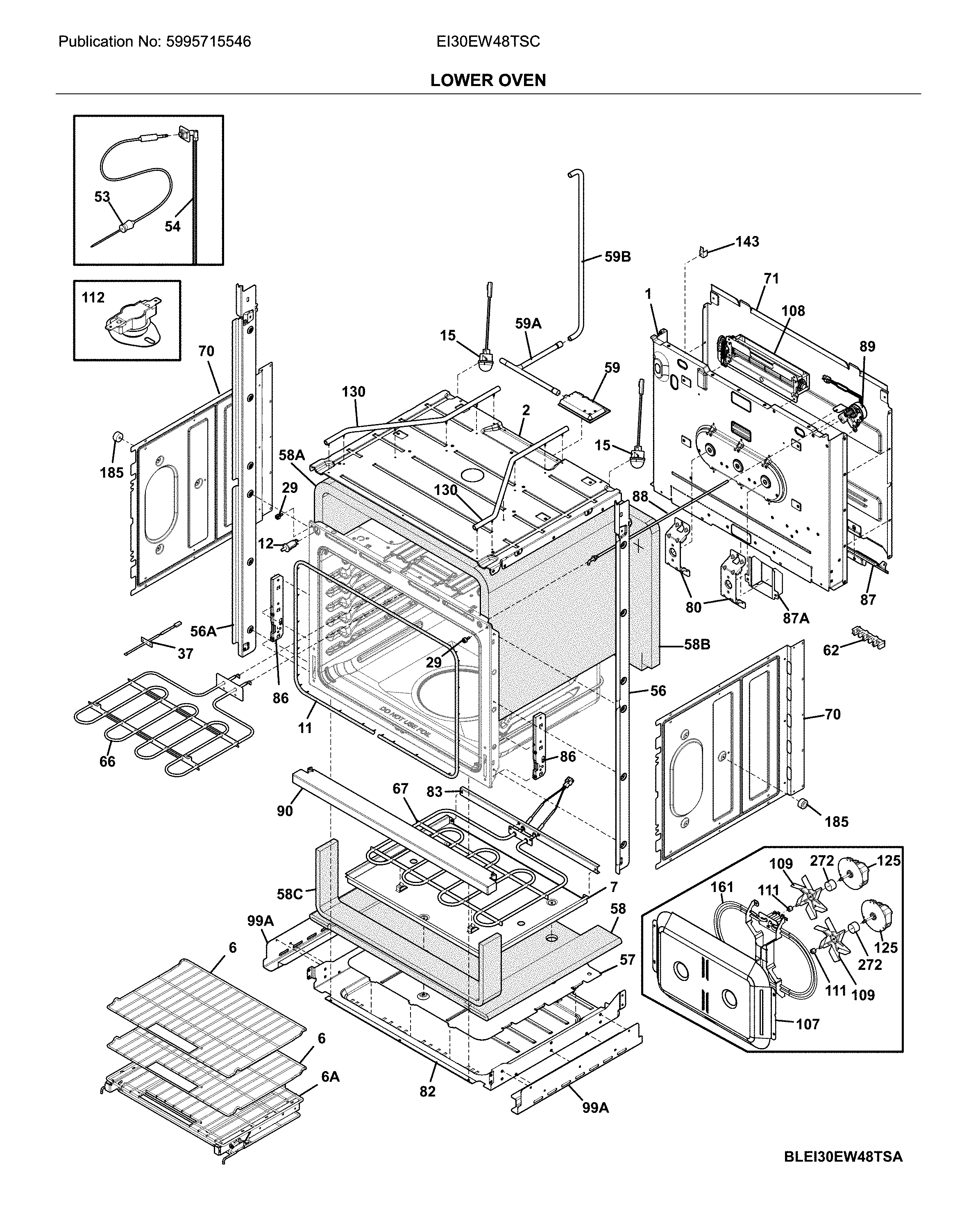 Electrolux EI30EW48TSC lower oven diagram