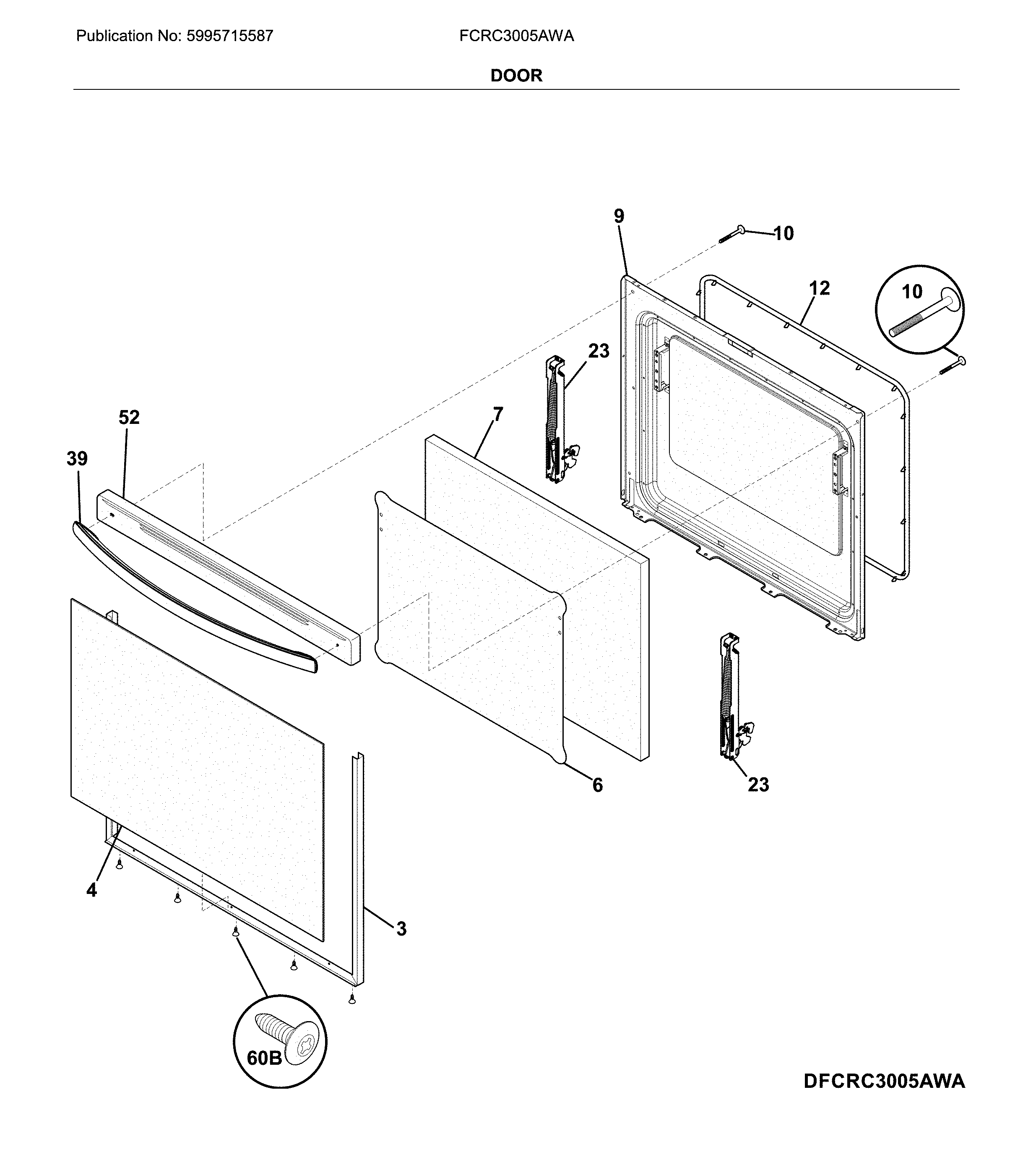 Frigidaire FCRC3005AWA door diagram