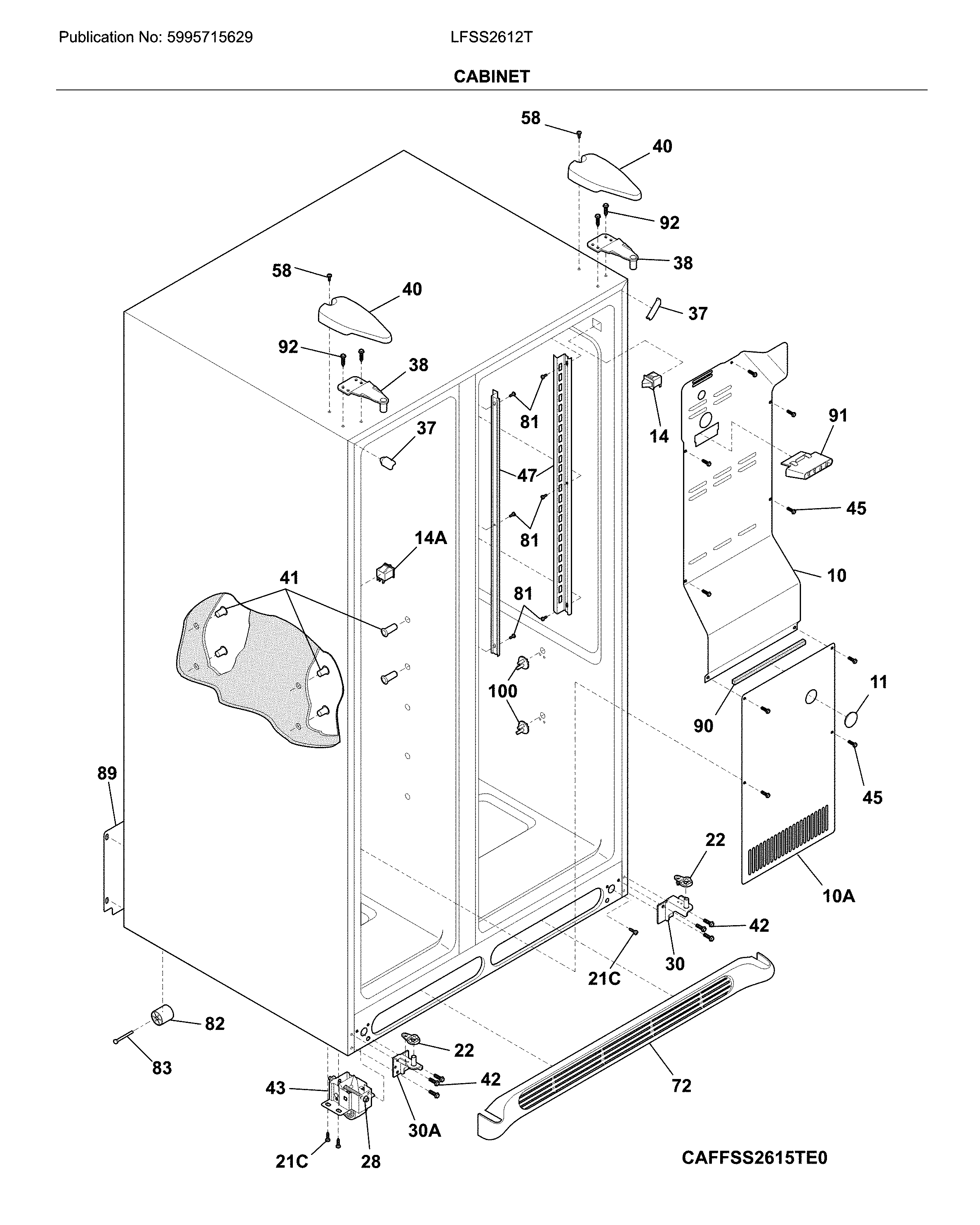 Frigidaire LFSS2612TF2 cabinet diagram