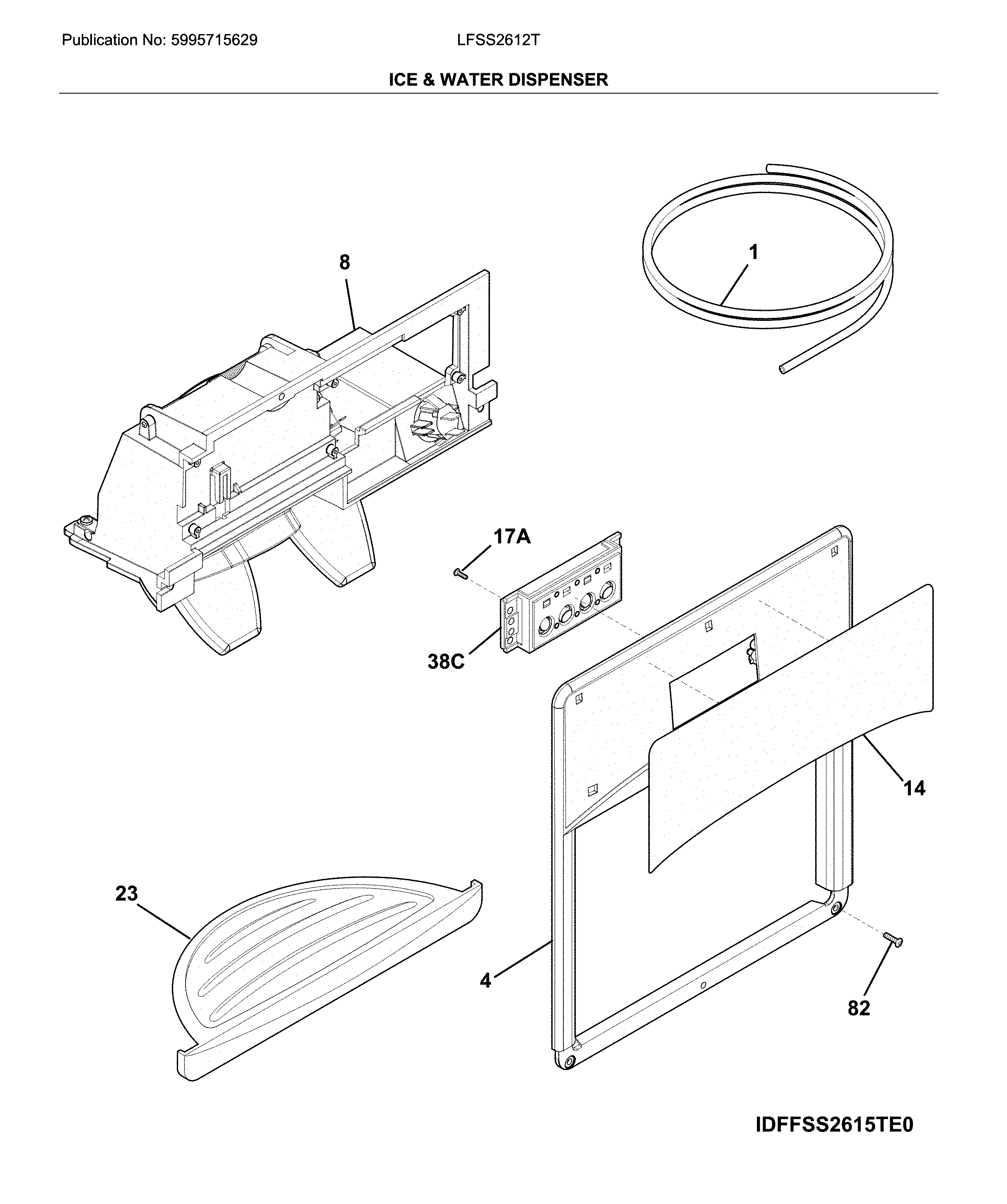 Frigidaire LFSS2612TF2 dispenser diagram