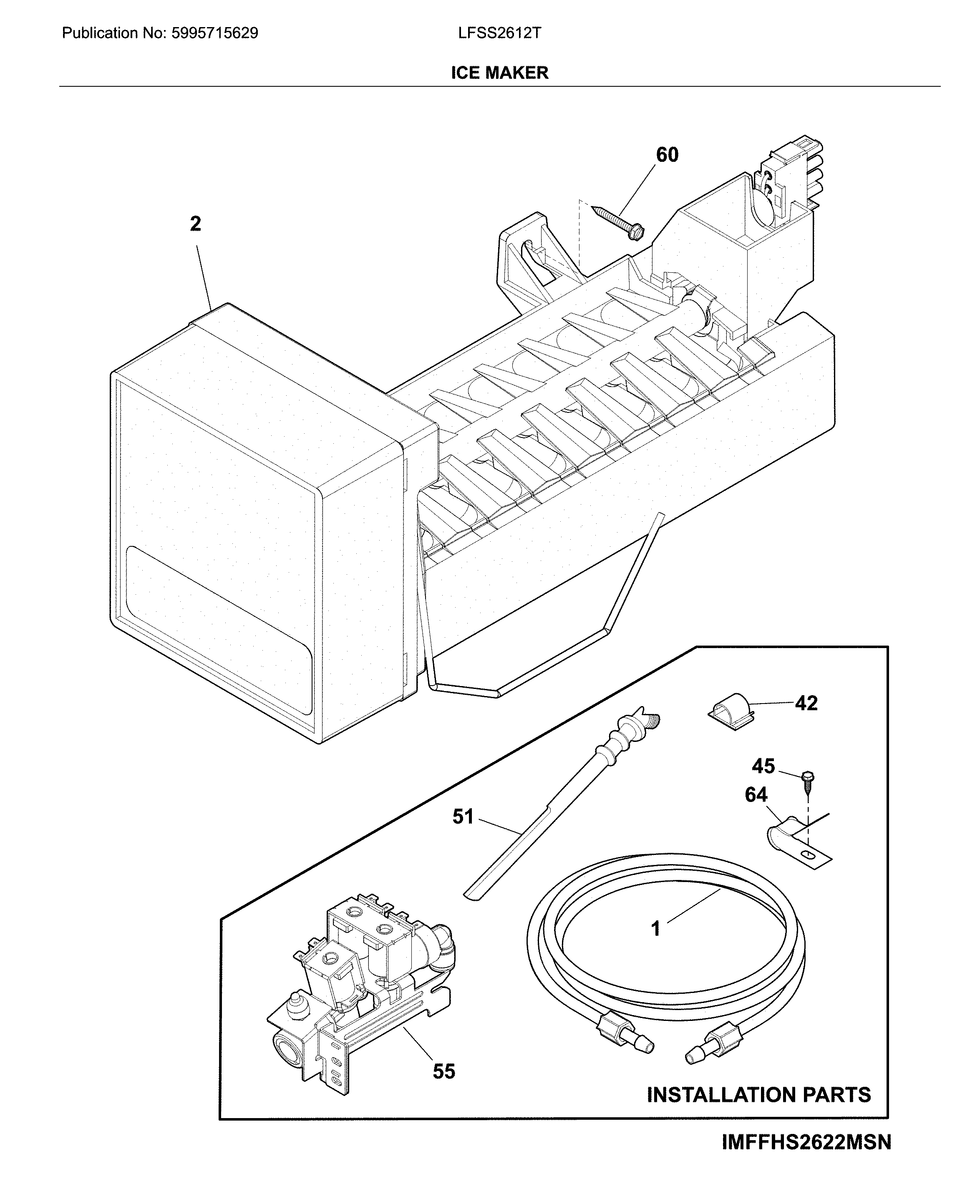 Frigidaire LFSS2612TF2 ice maker diagram