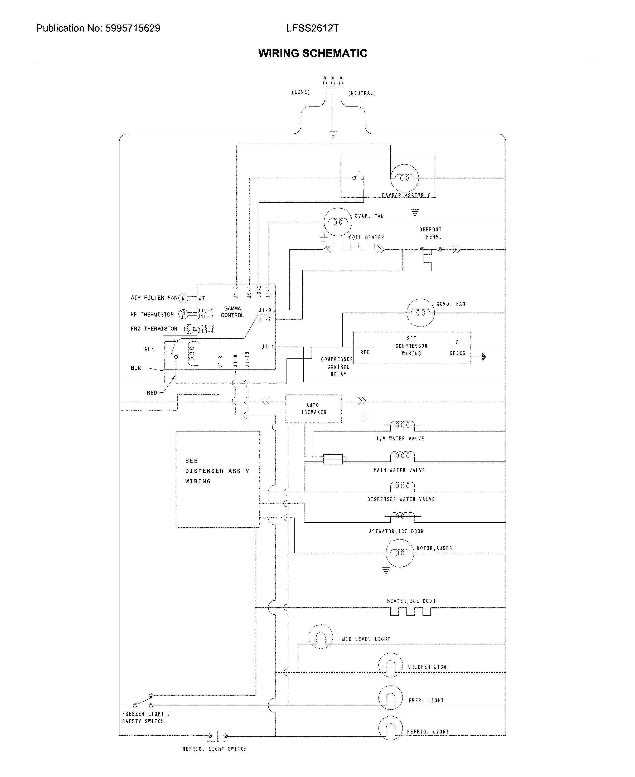 Frigidaire LFSS2612TF2 wiring schematic diagram