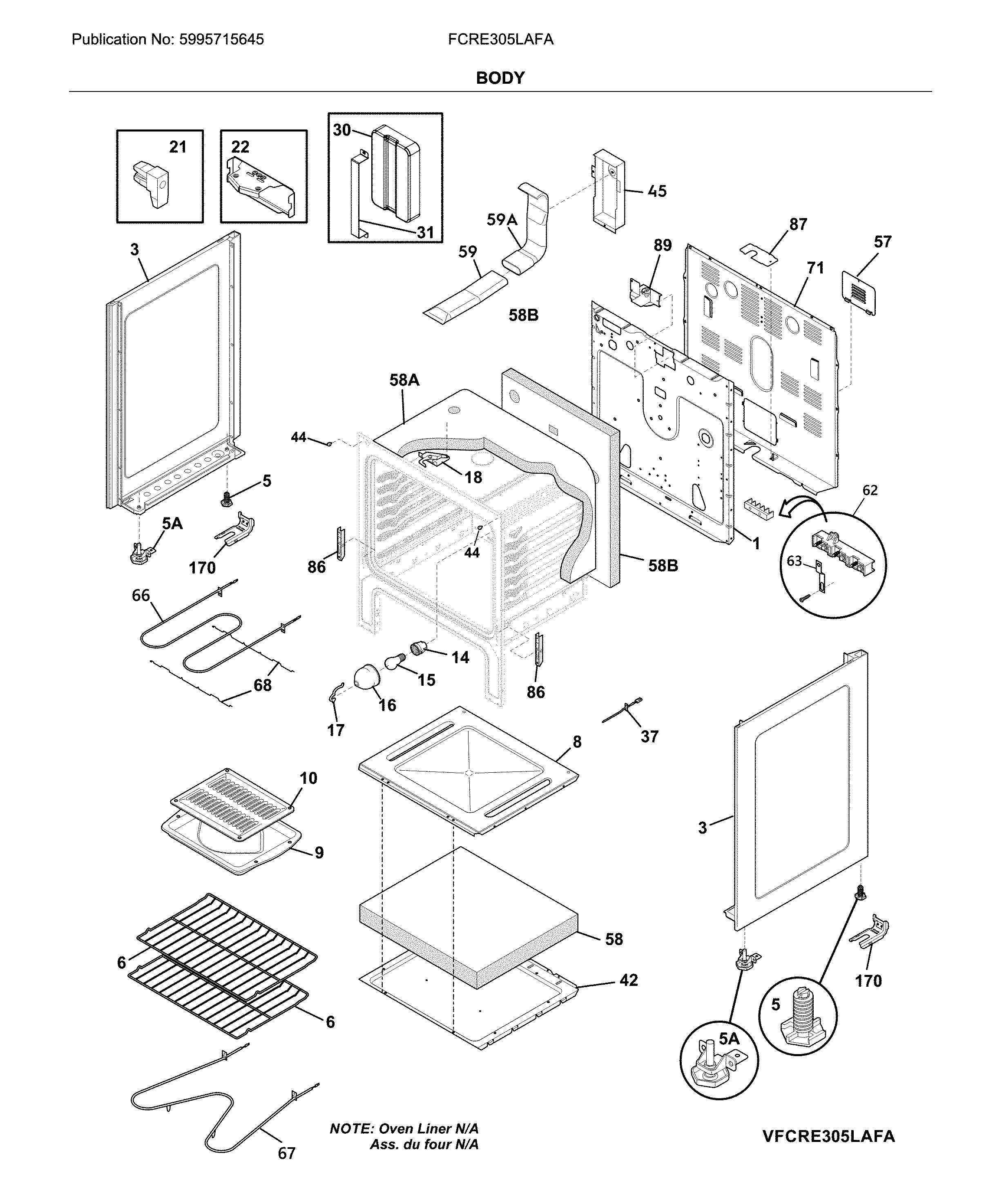 Frigidaire FCRE305LAFA body diagram