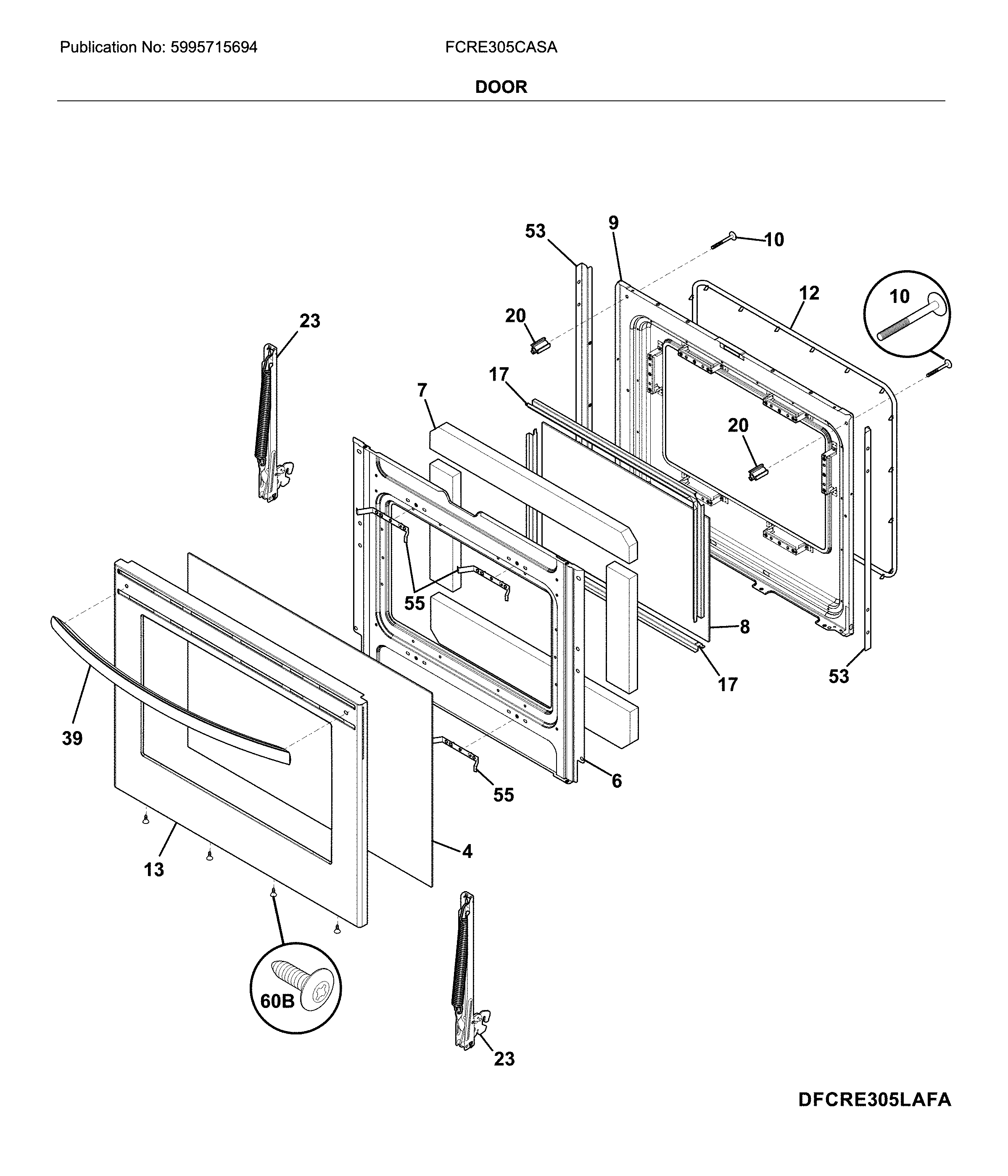 Frigidaire FCRE305CASA door diagram