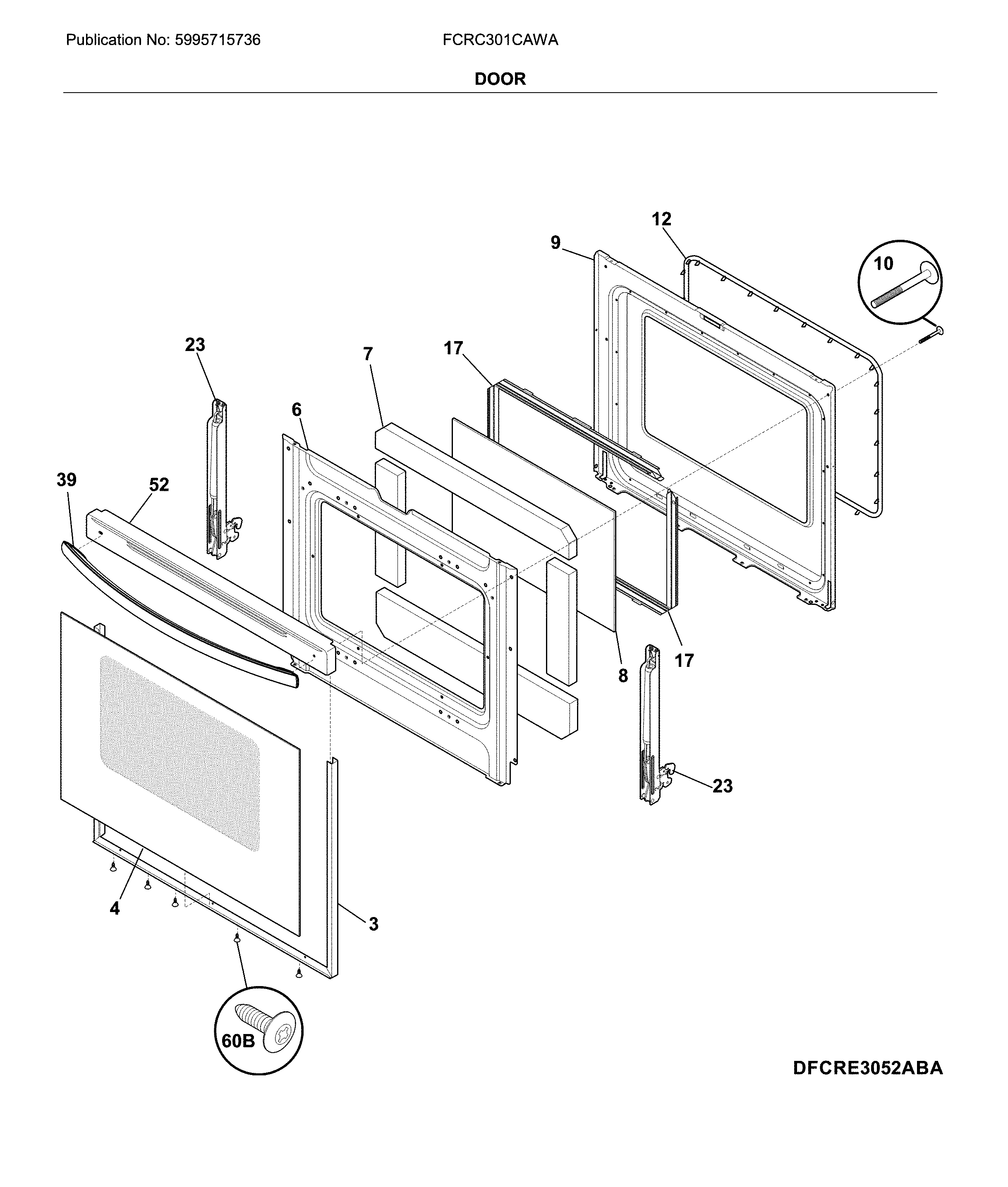 Frigidaire FCRC301CAWA door diagram