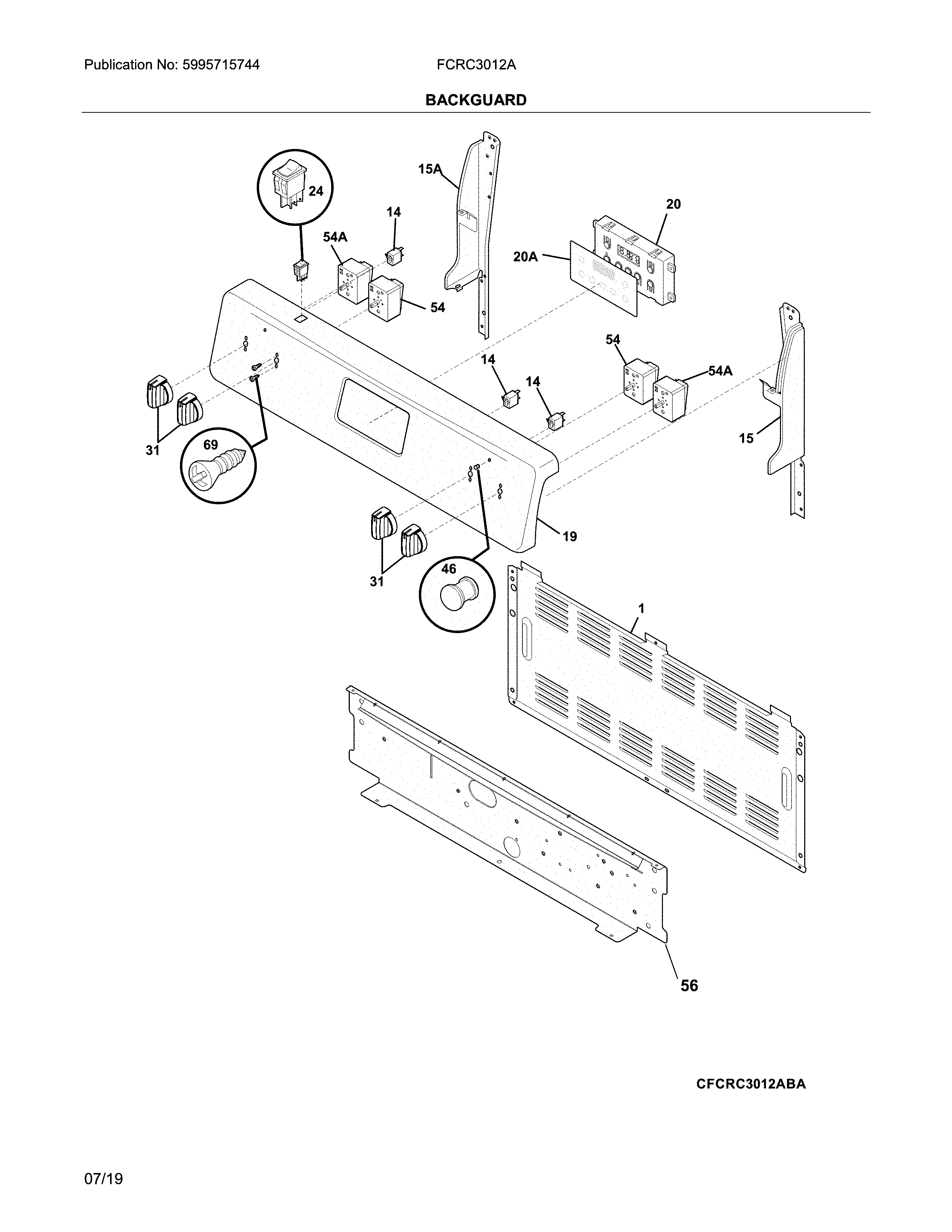 Frigidaire FCRC3012ABA backguard diagram