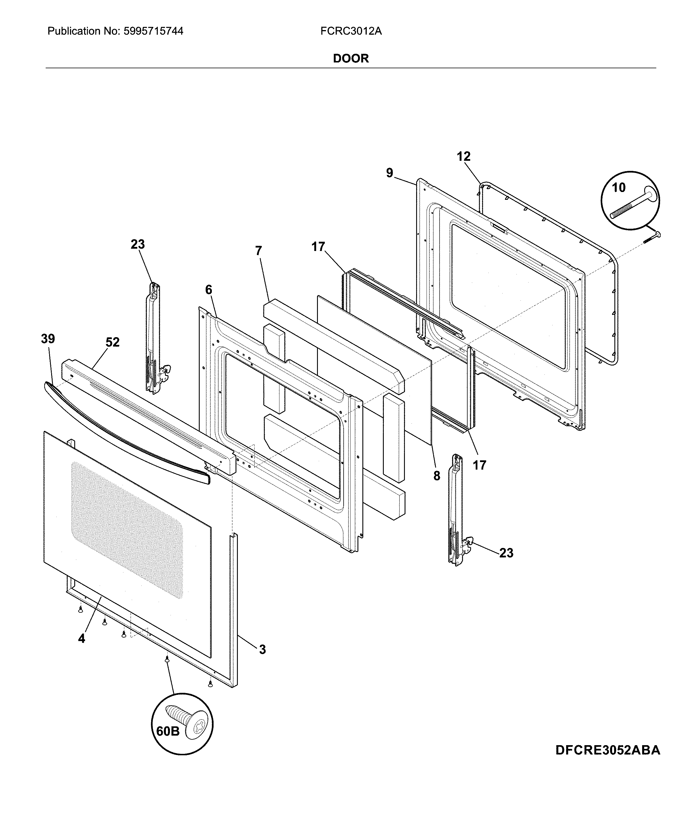 Frigidaire FCRC3012ABA door diagram