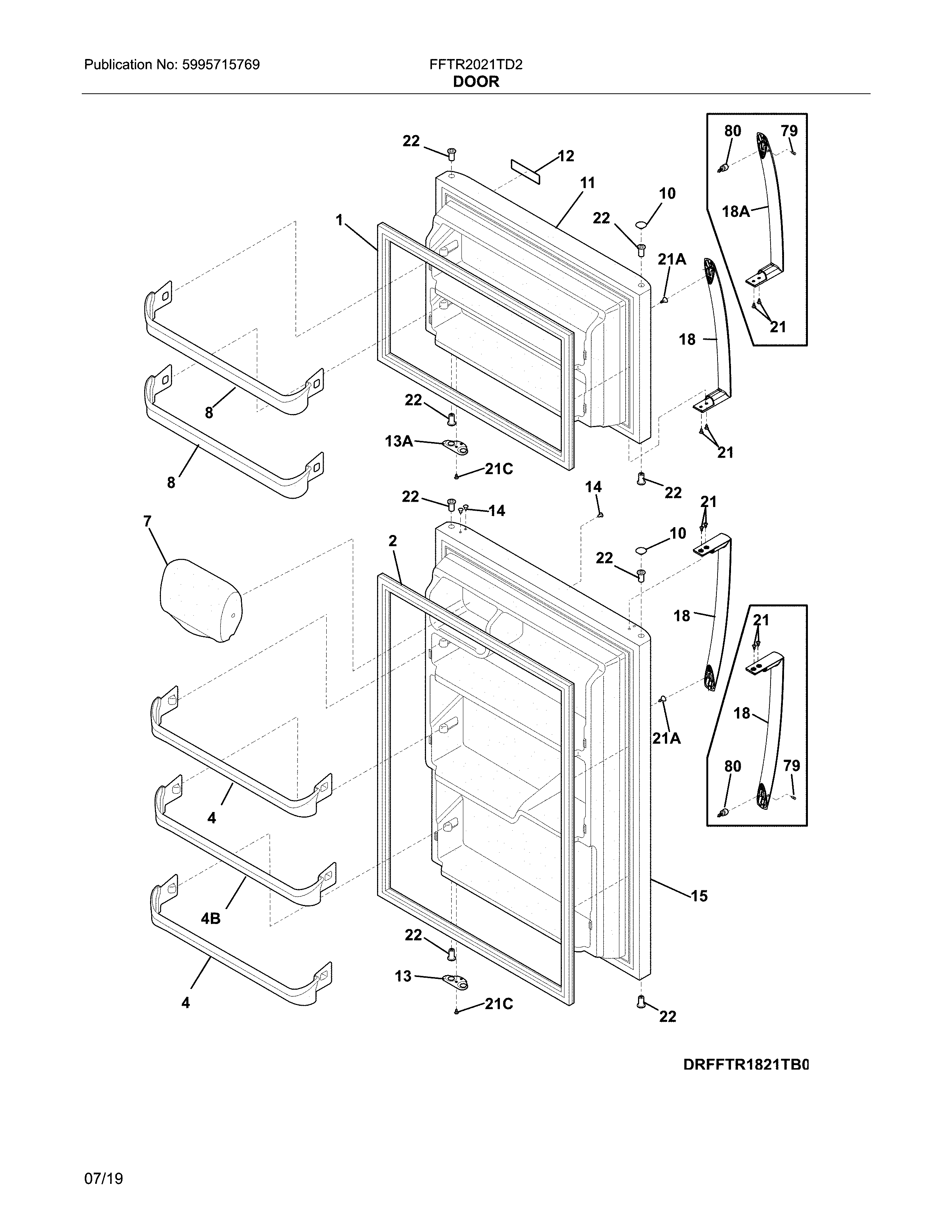 Frigidaire FFTR2021TD2 doors diagram
