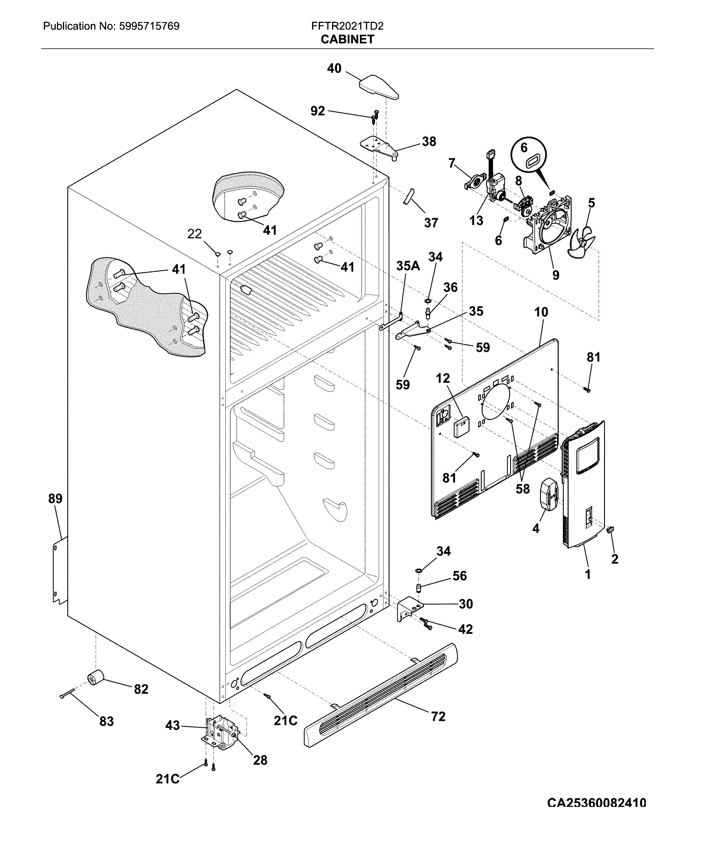 Frigidaire FFTR2021TD2 cabinet diagram