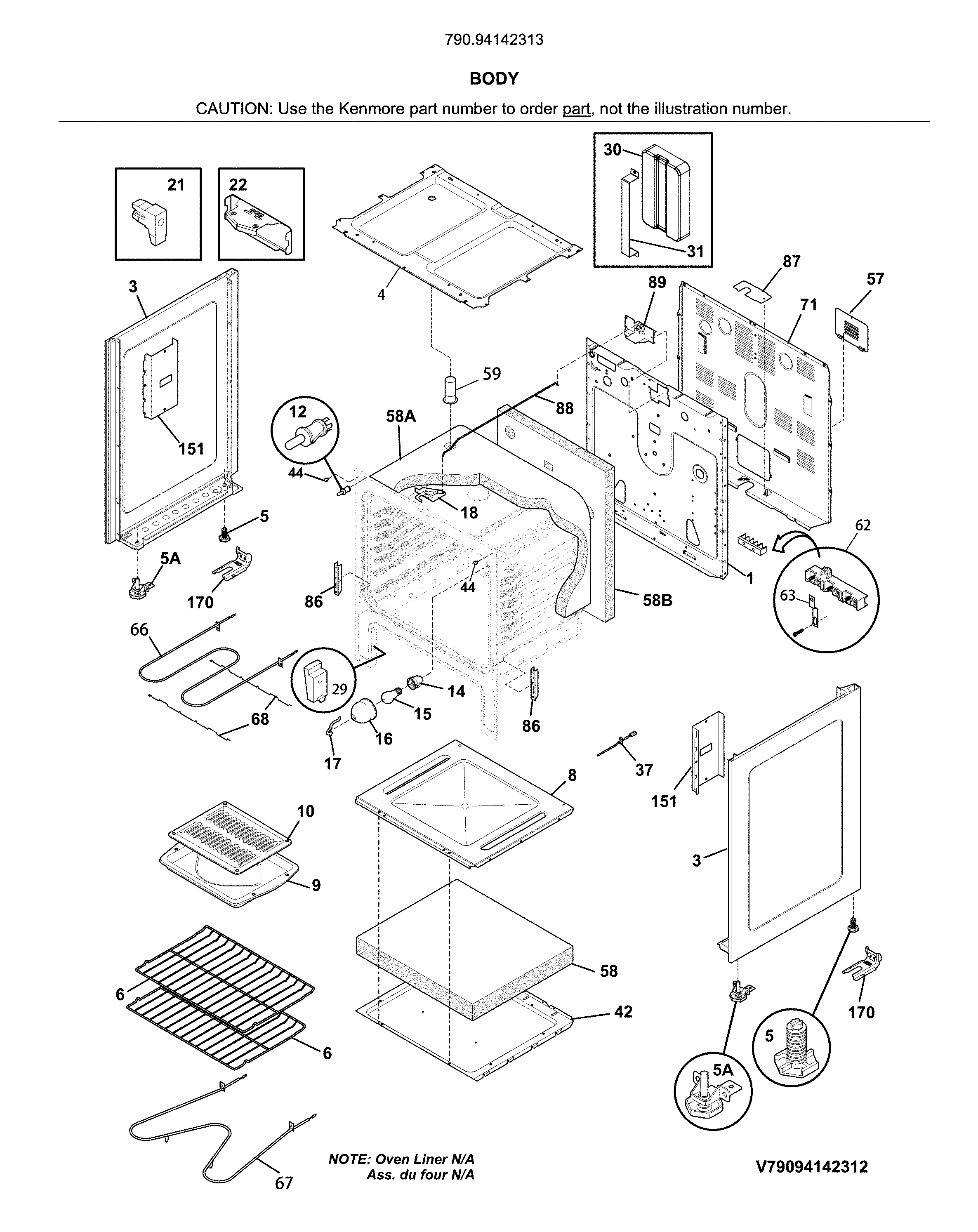 Kenmore 79094142313 body diagram
