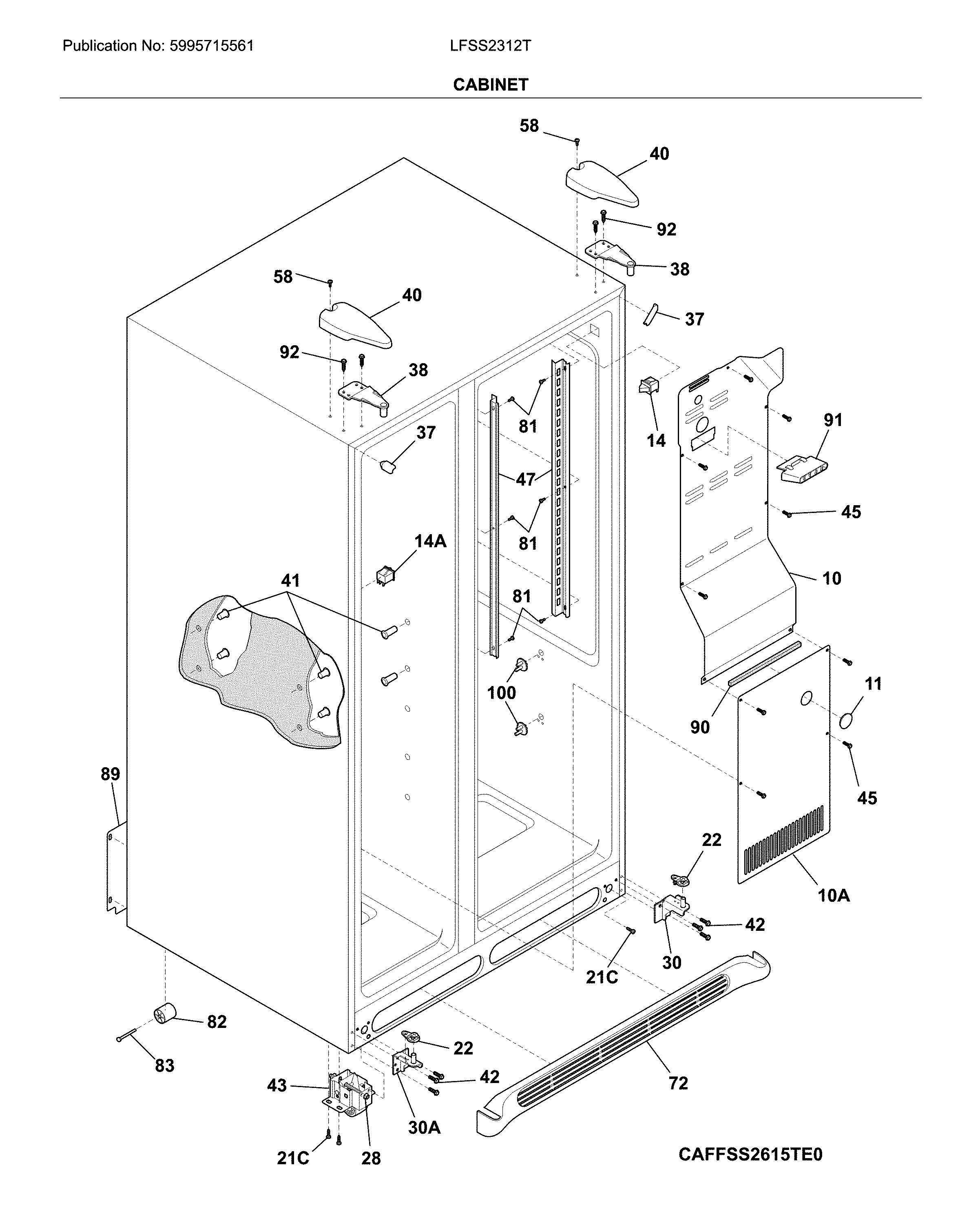 Frigidaire LFSS2312TF2 cabinet diagram