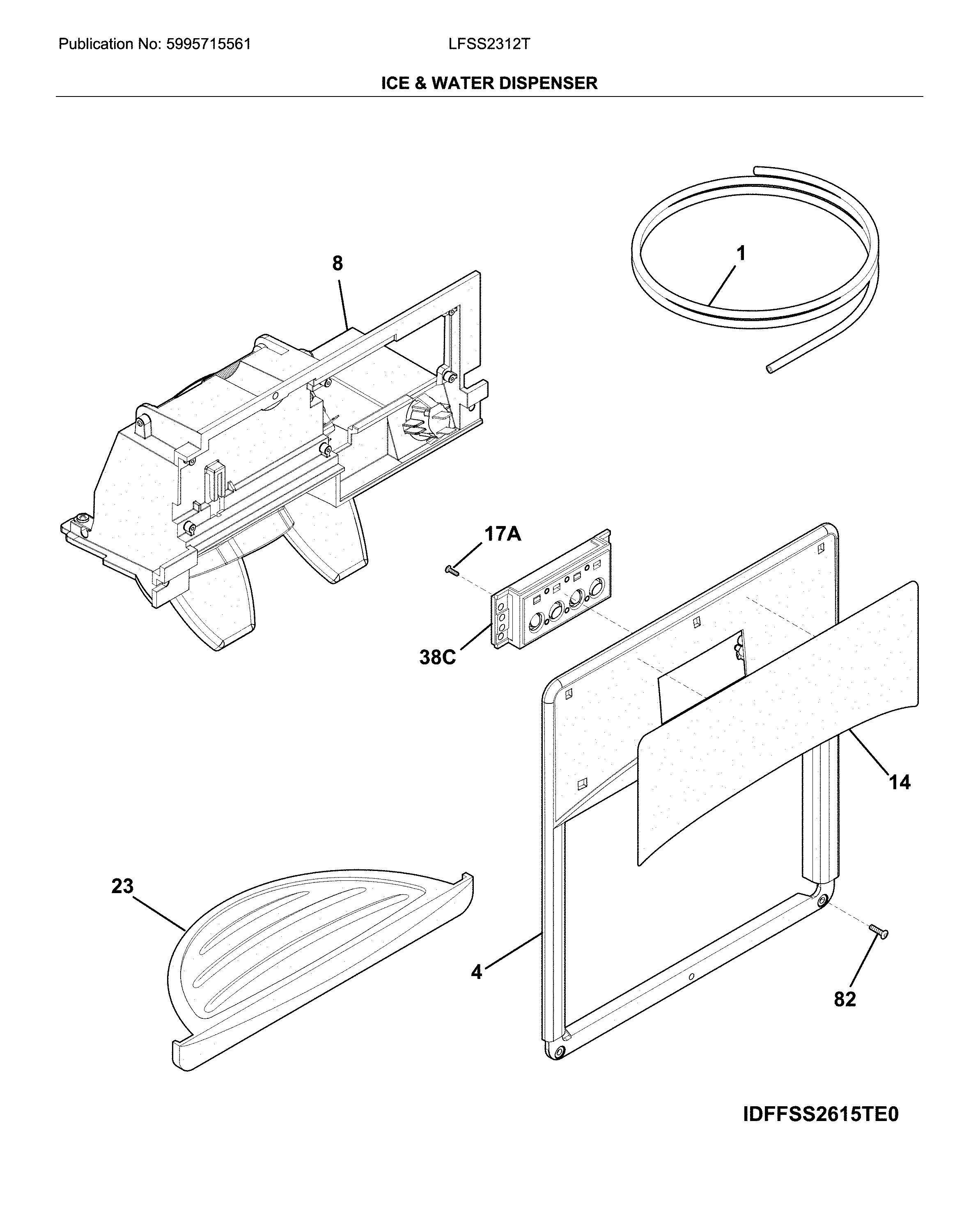 Frigidaire LFSS2312TF2 dispenser diagram