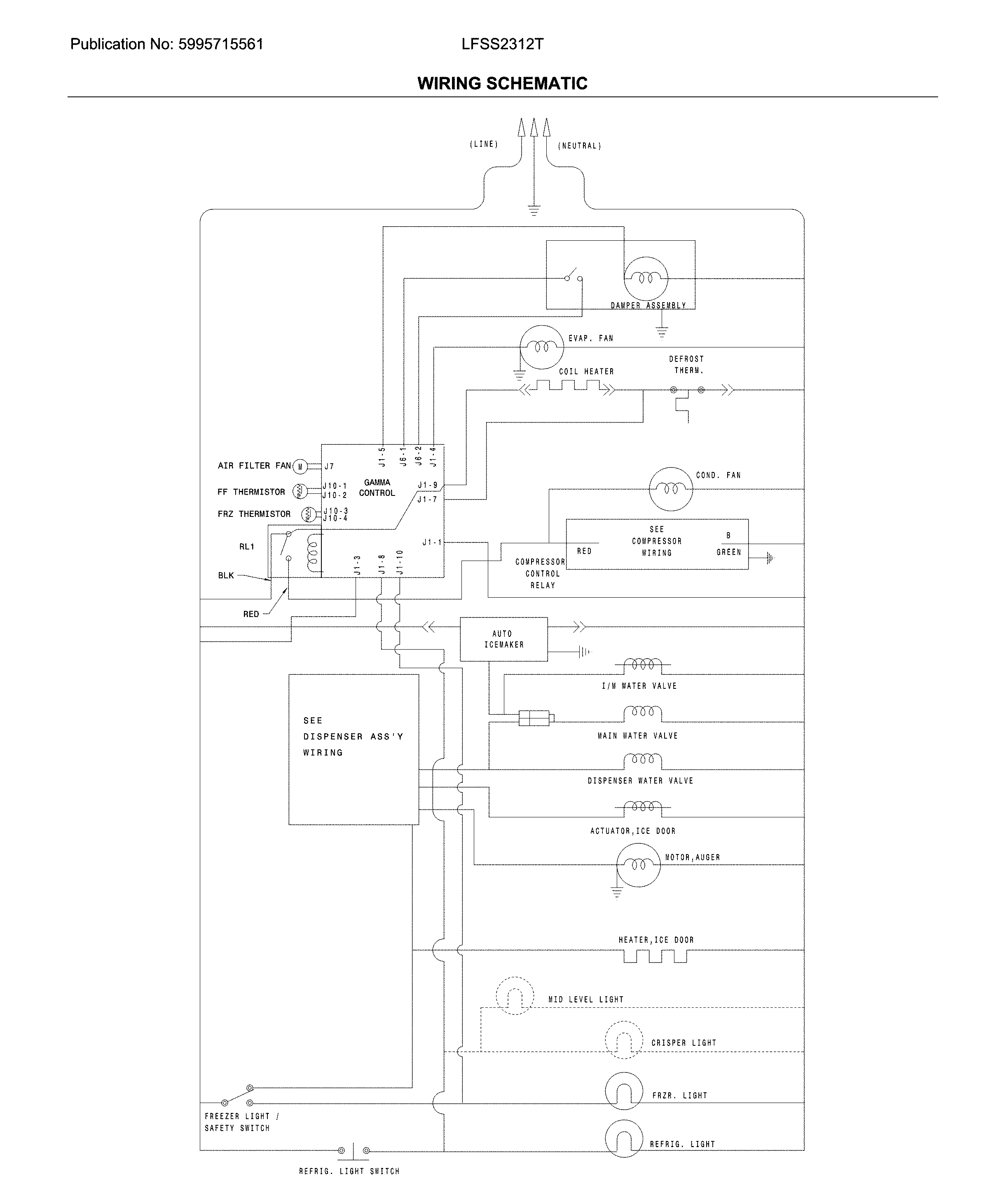 Frigidaire LFSS2312TF2 wiring schematic diagram