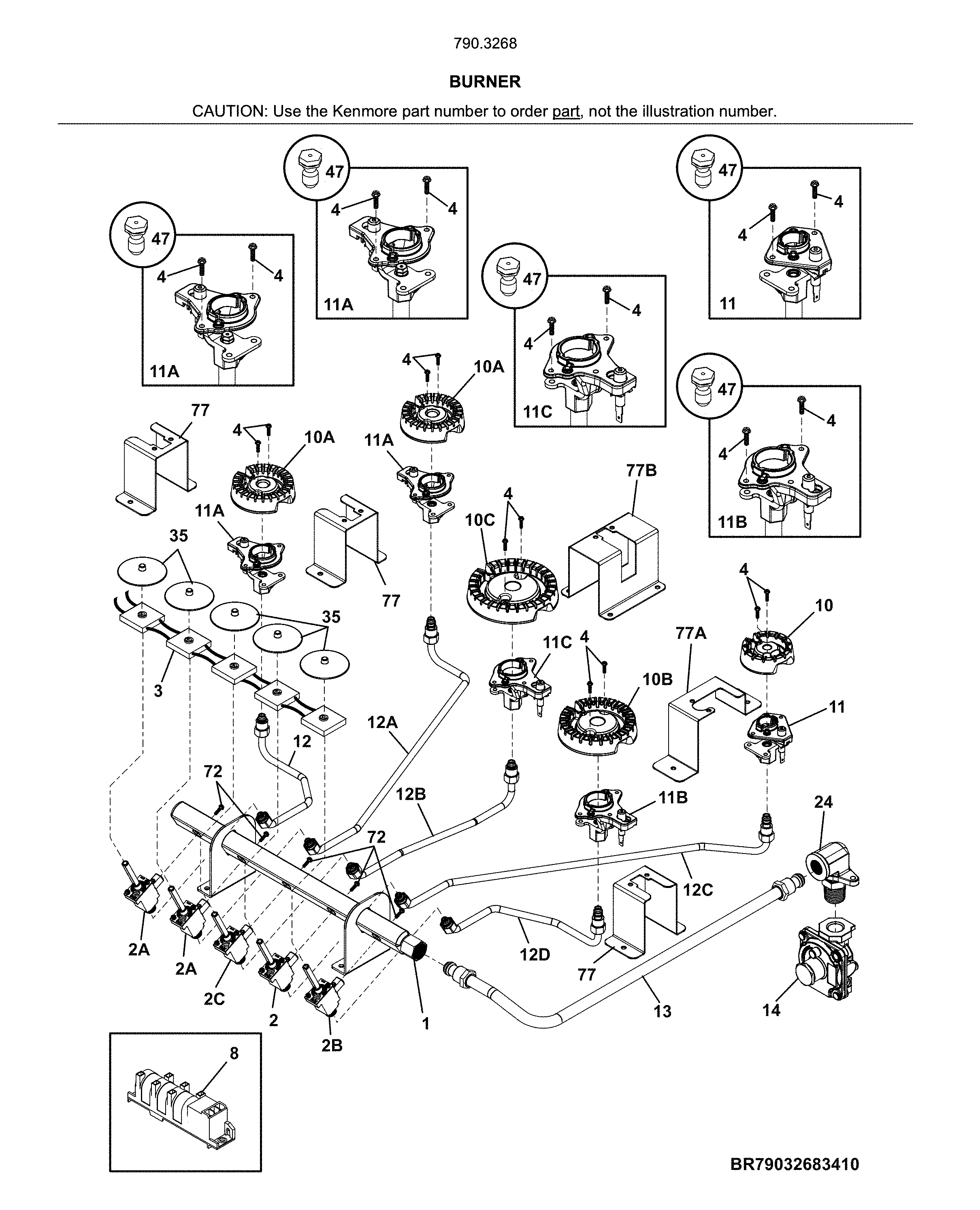 Kenmore 79032683410 burner diagram