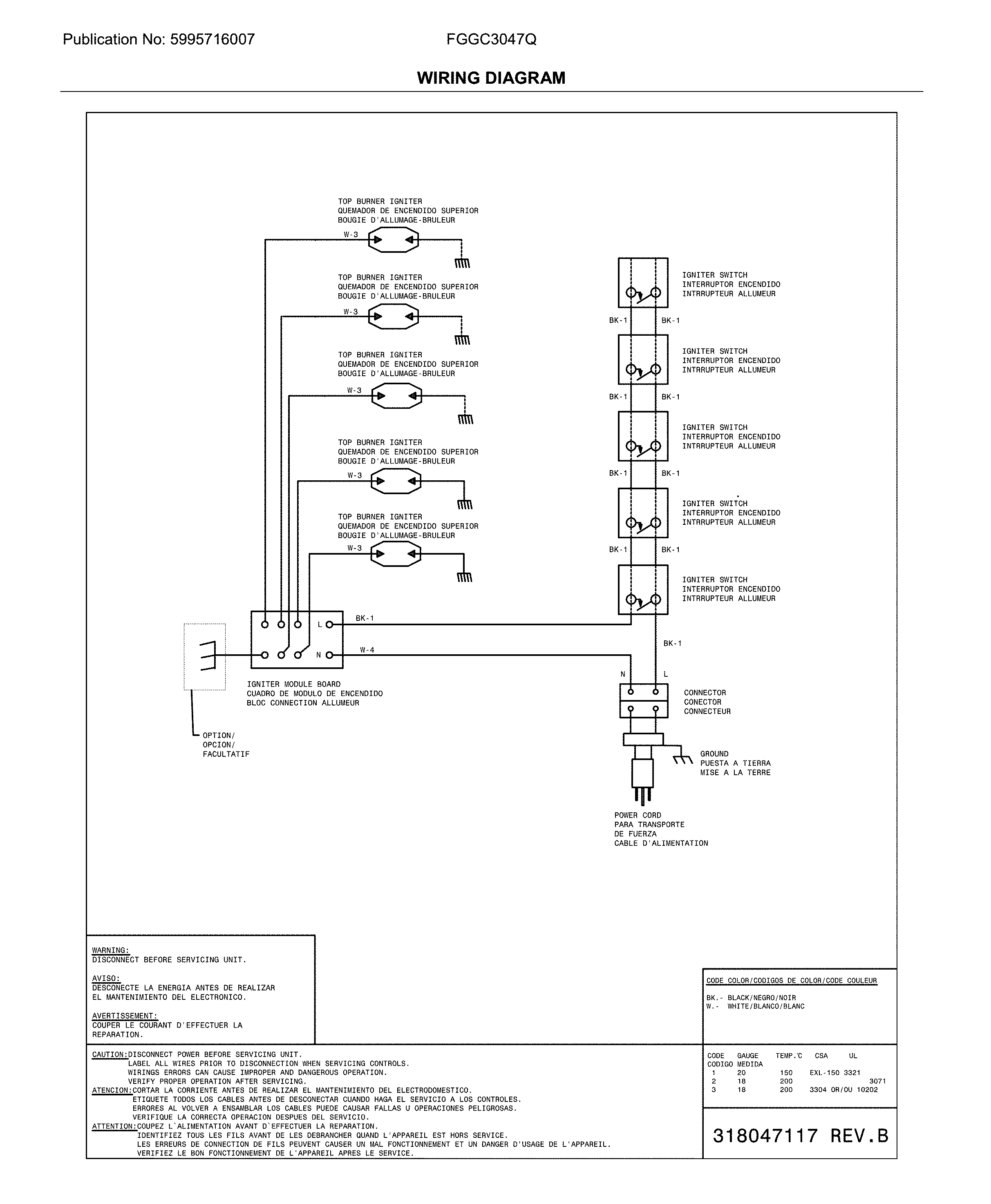 Frigidaire FGGC3047QWF wiring diagram diagram