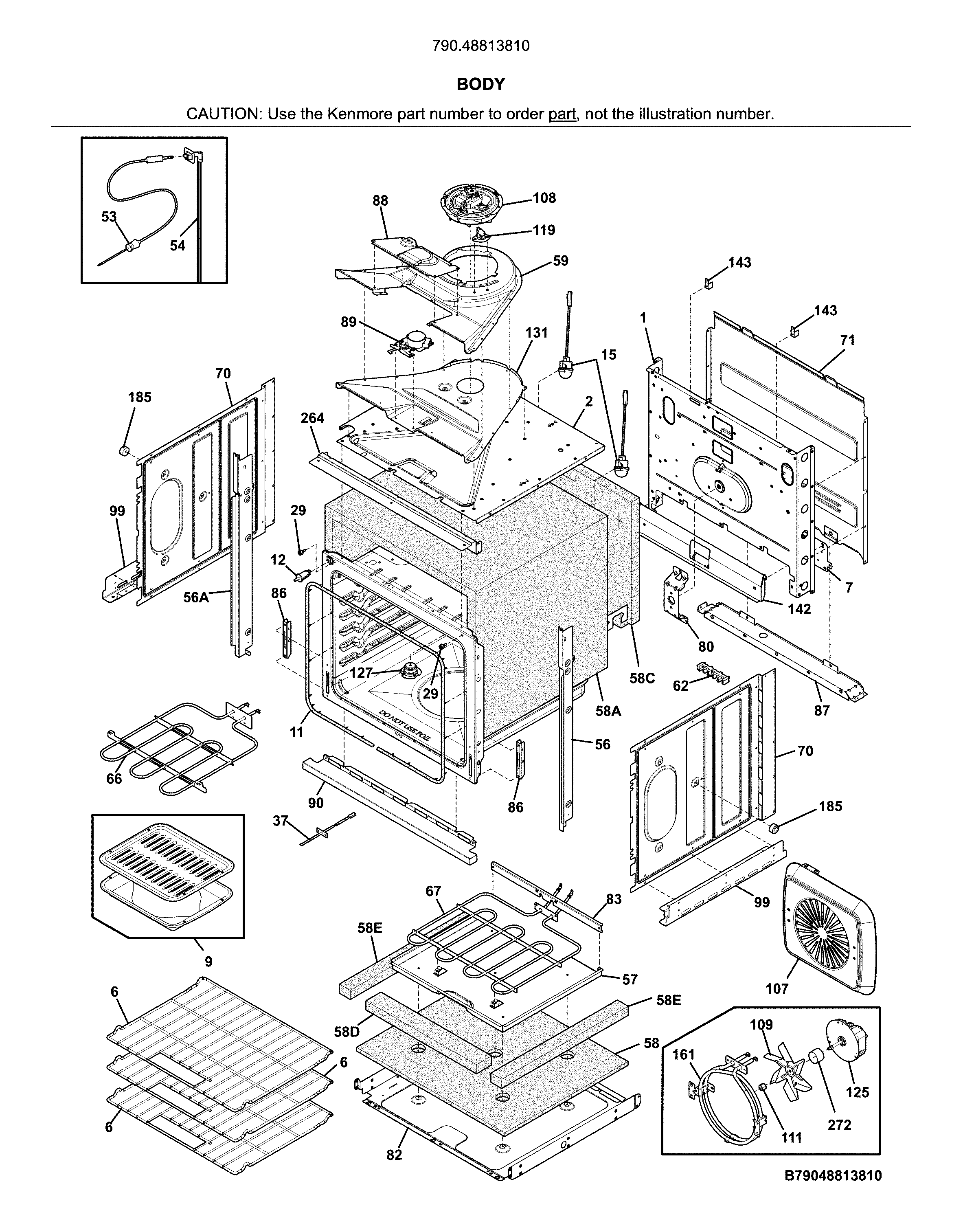 Kenmore Elite 79048813810 body diagram