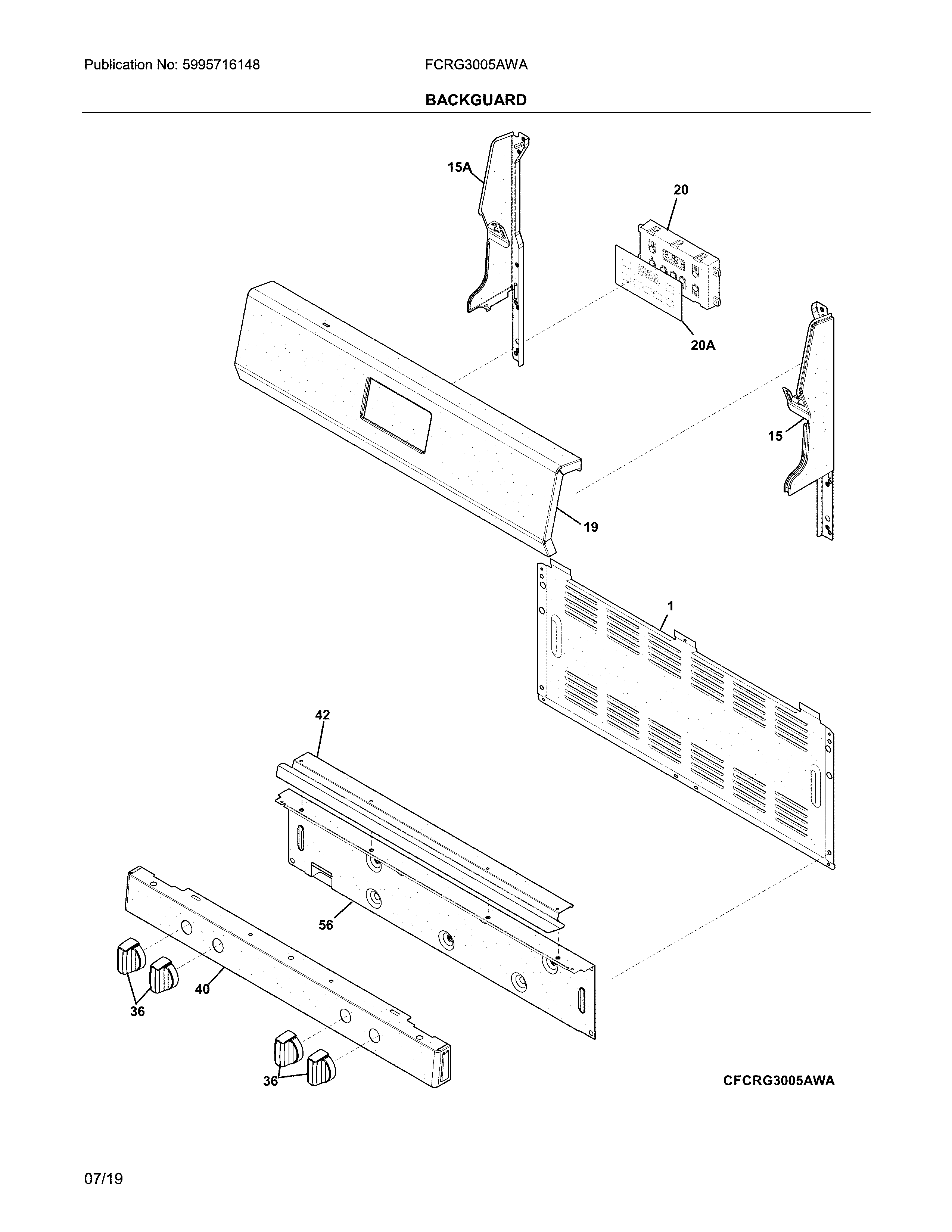Frigidaire FCRG3005AWA backguard diagram