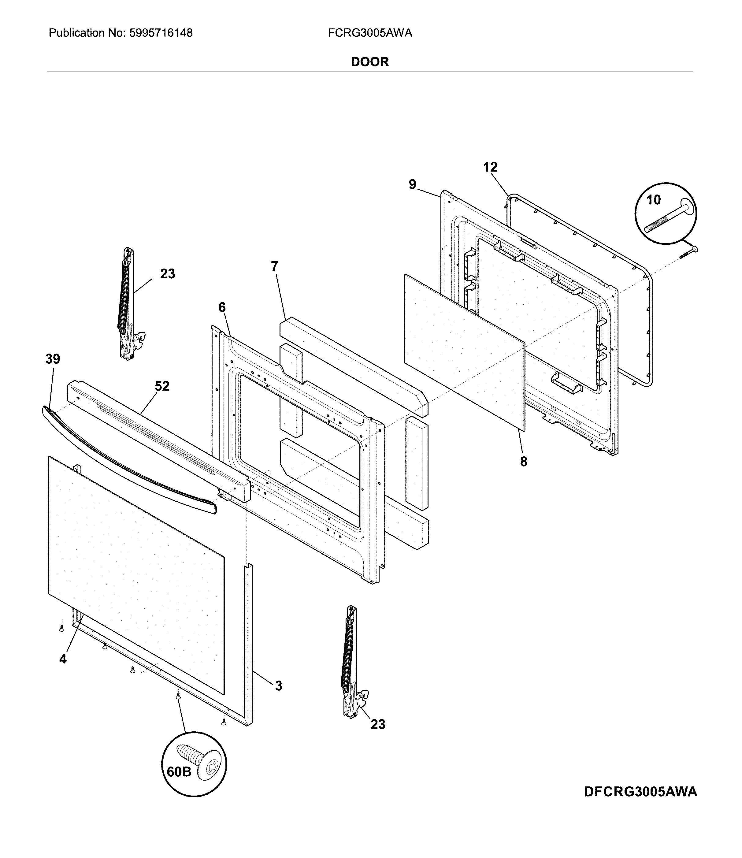 Frigidaire FCRG3005AWA door diagram