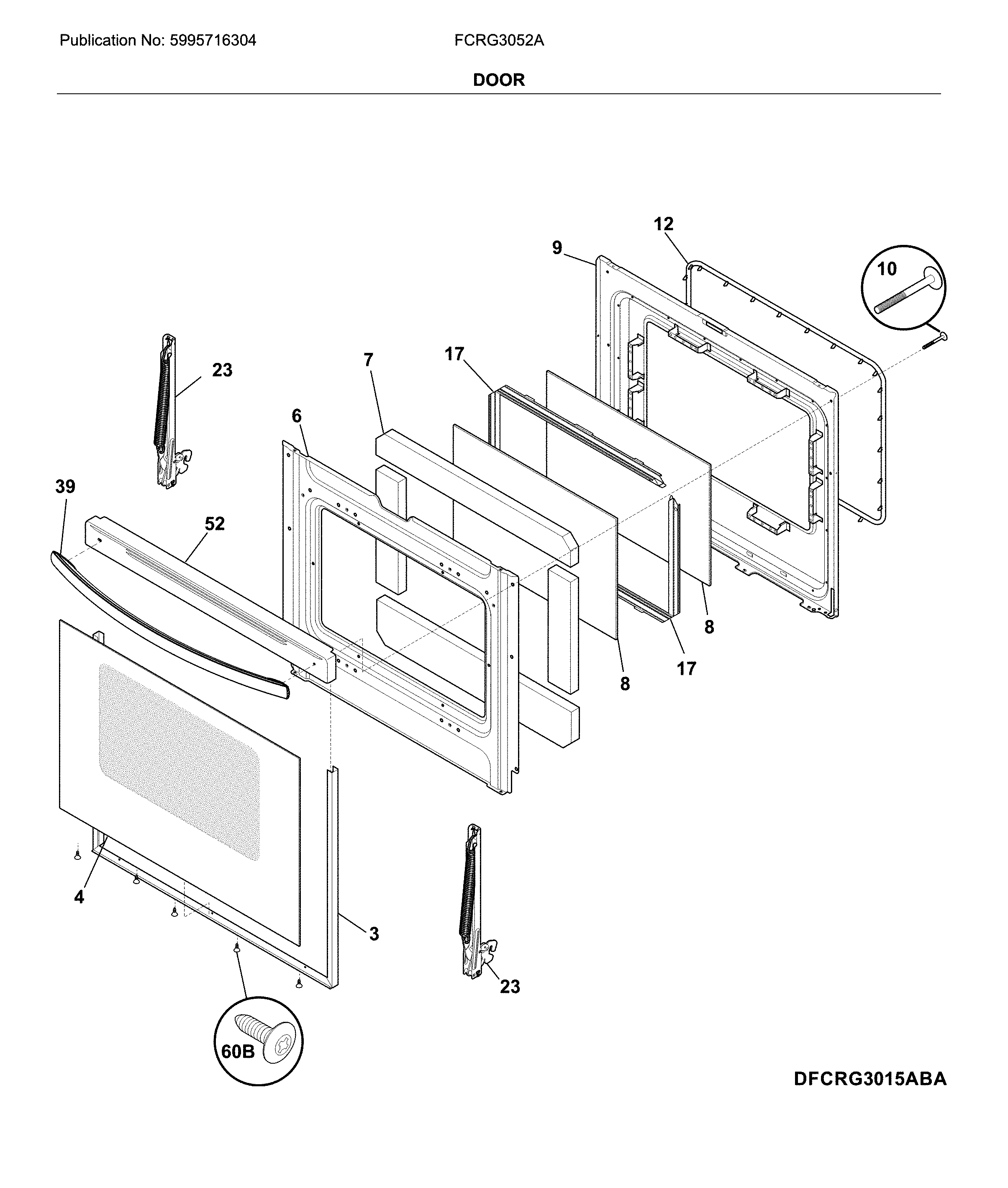 Frigidaire FCRG3052ABA door diagram