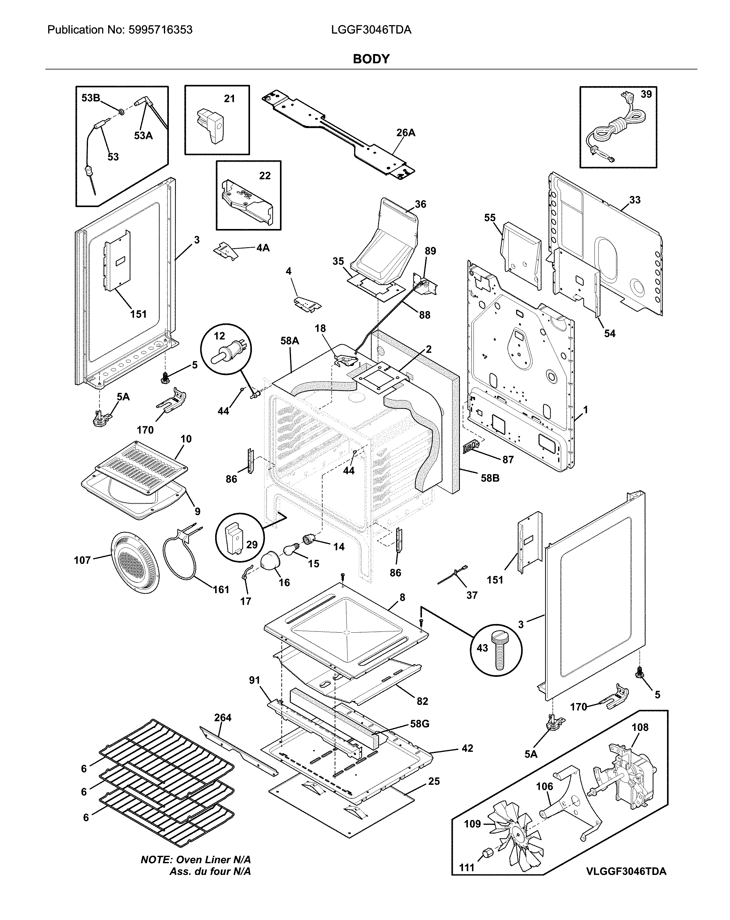 Frigidaire LGGF3046TDA body diagram
