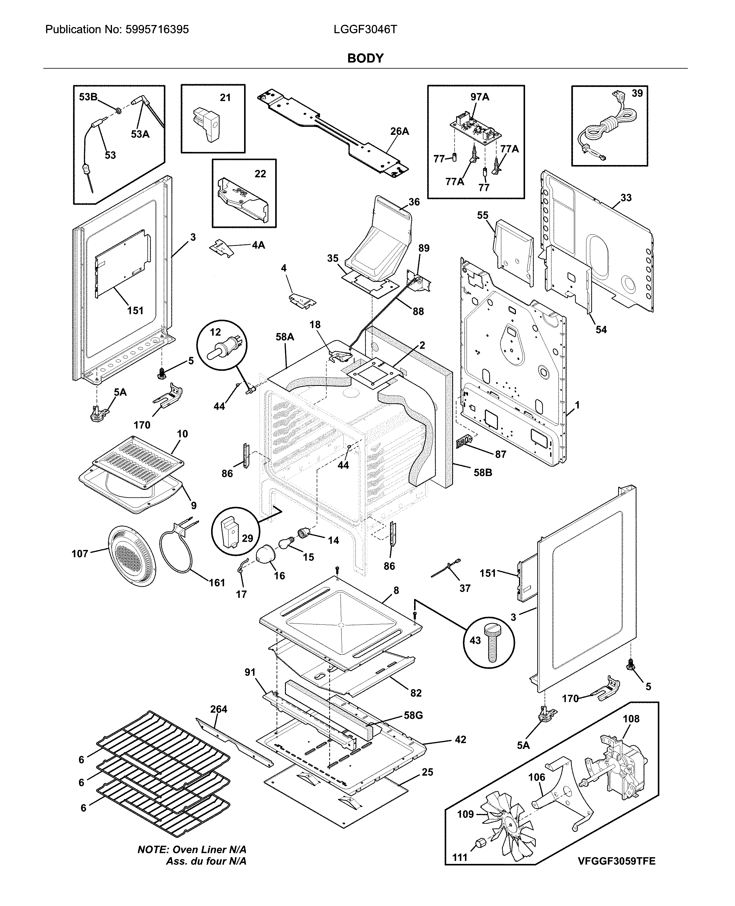 Frigidaire LGGF3046TFD body diagram