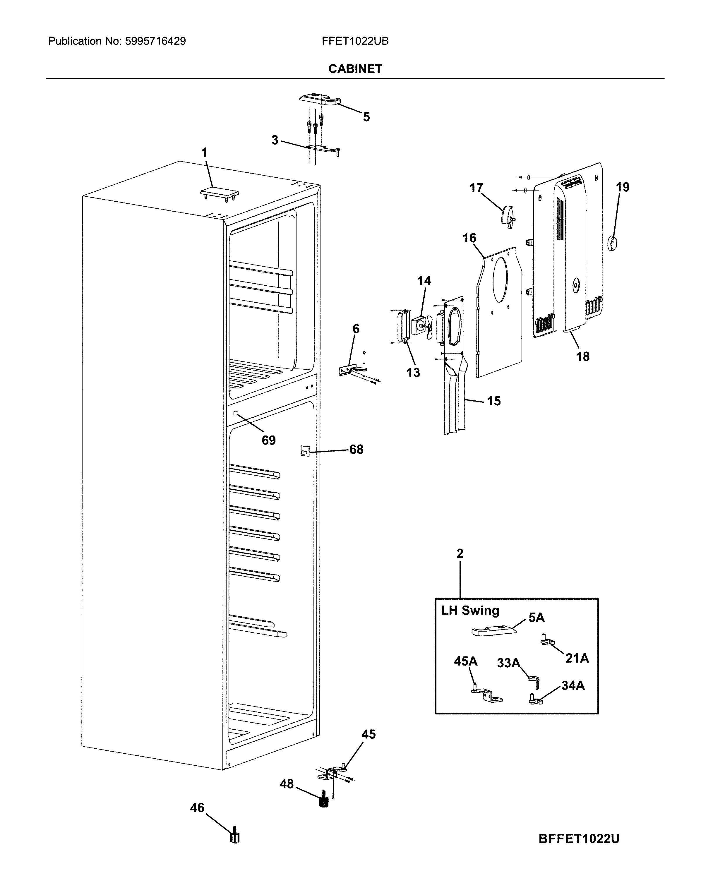 Frigidaire FFET1022UB cabinet diagram