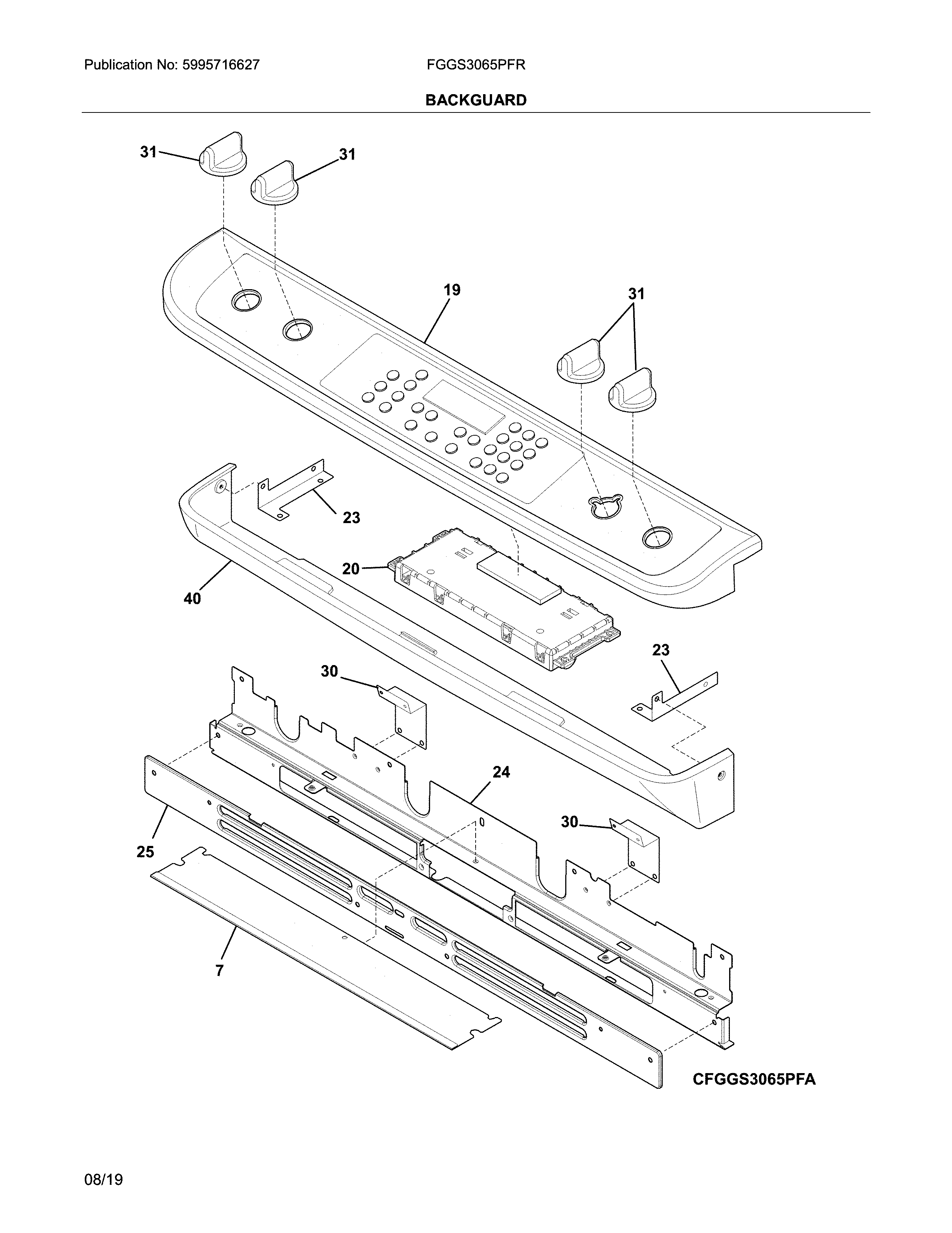 Frigidaire FGGS3065PFR backguard diagram