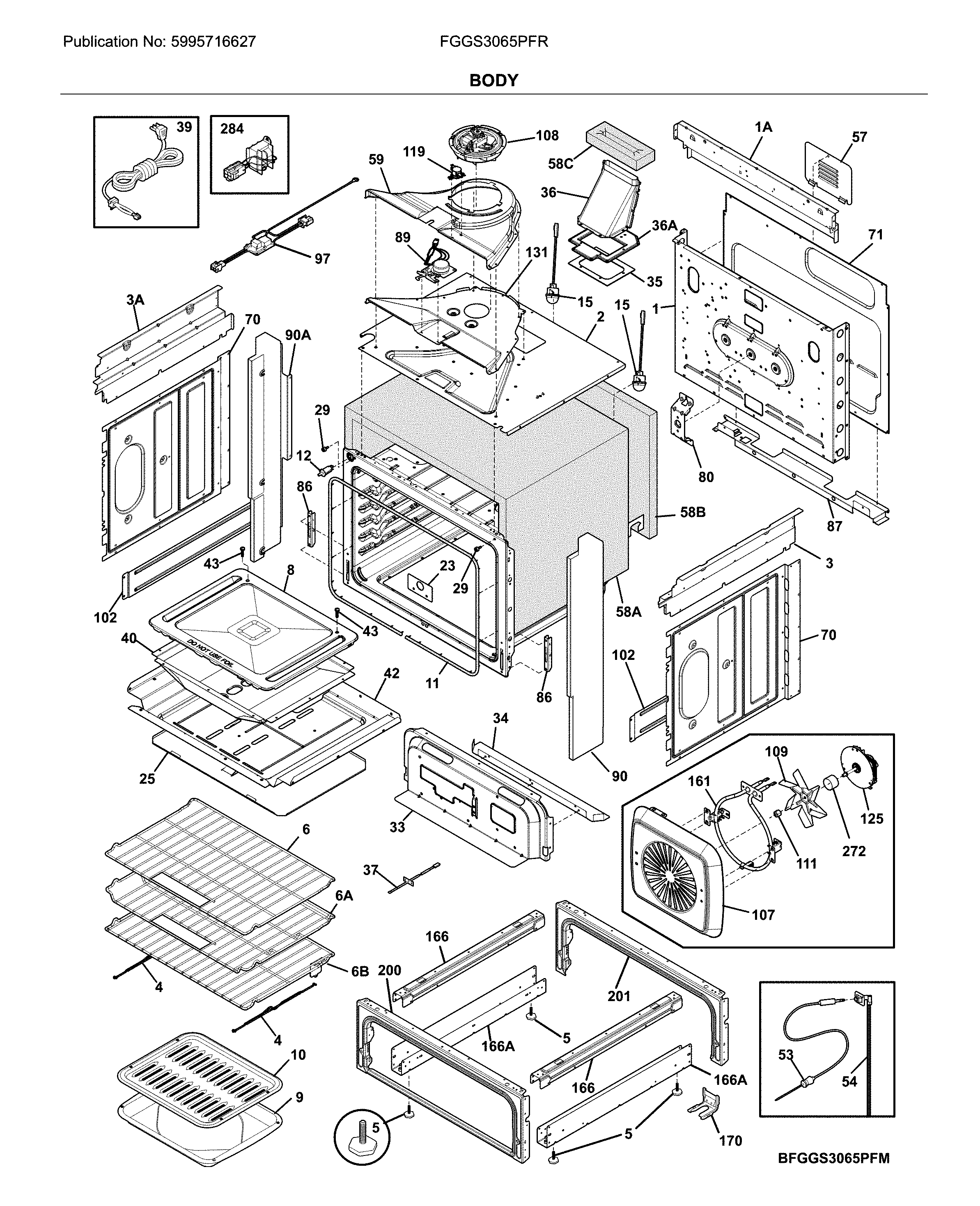 Frigidaire FGGS3065PFR body diagram