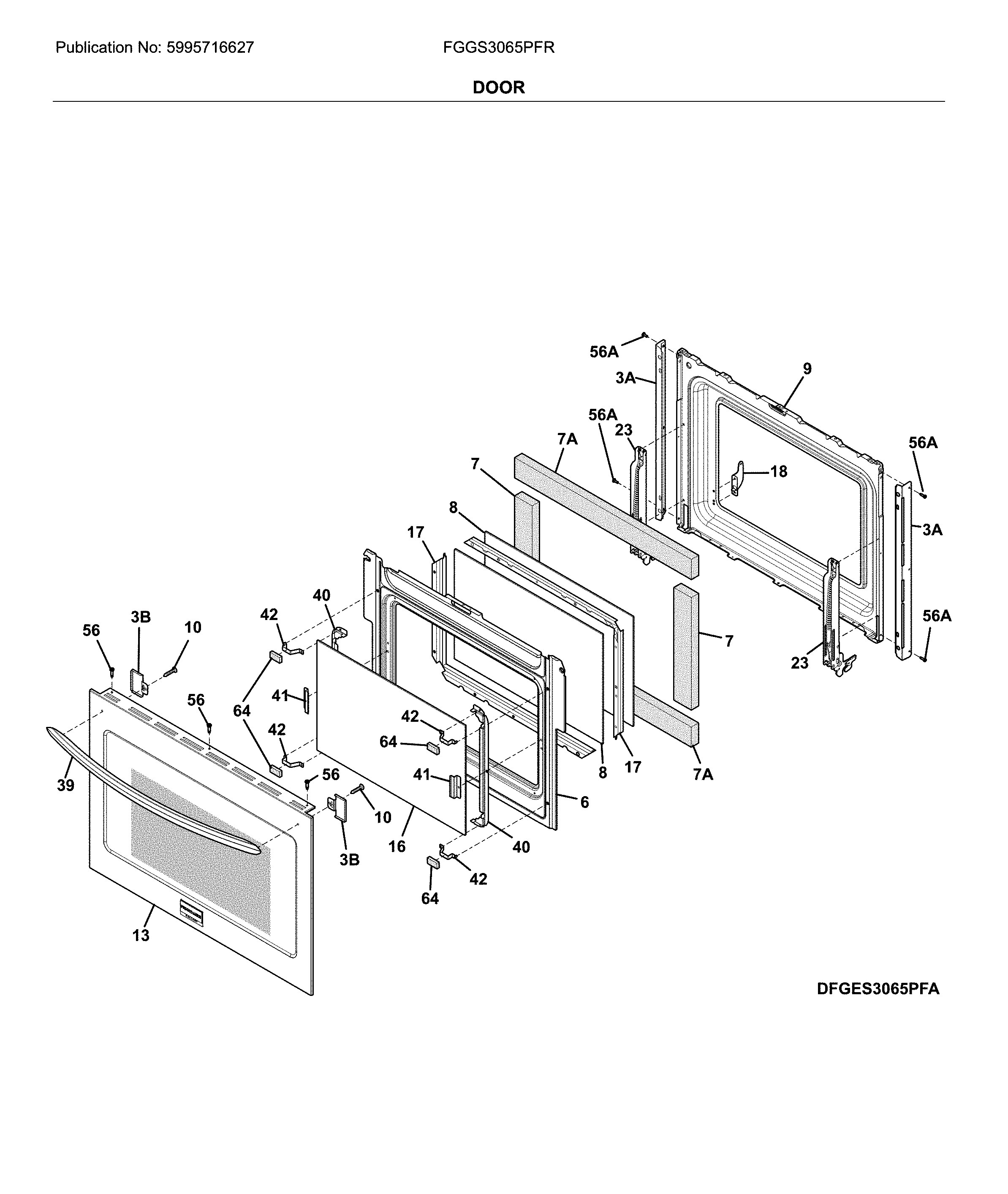 Frigidaire FGGS3065PFR door diagram