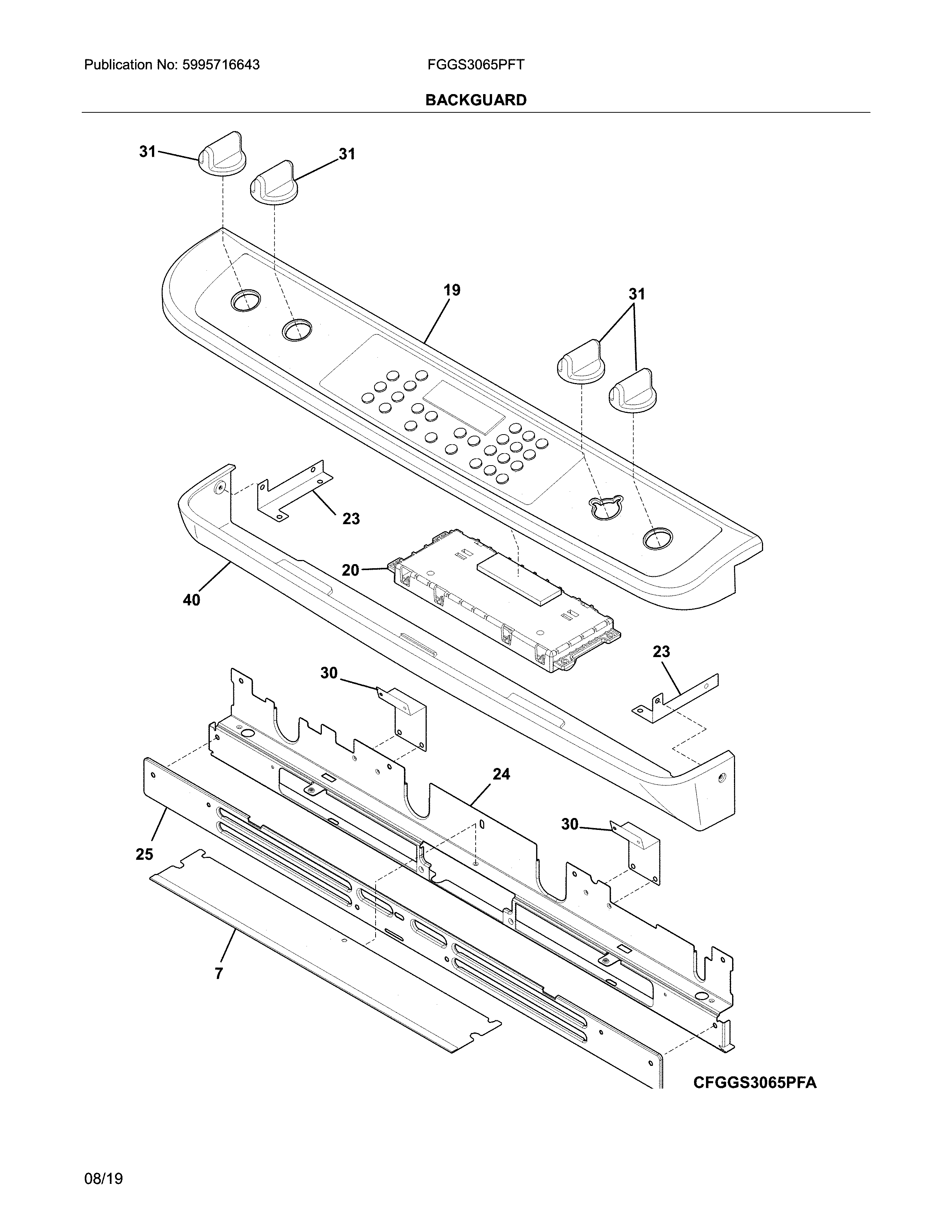 Frigidaire FGGS3065PFT backguard diagram