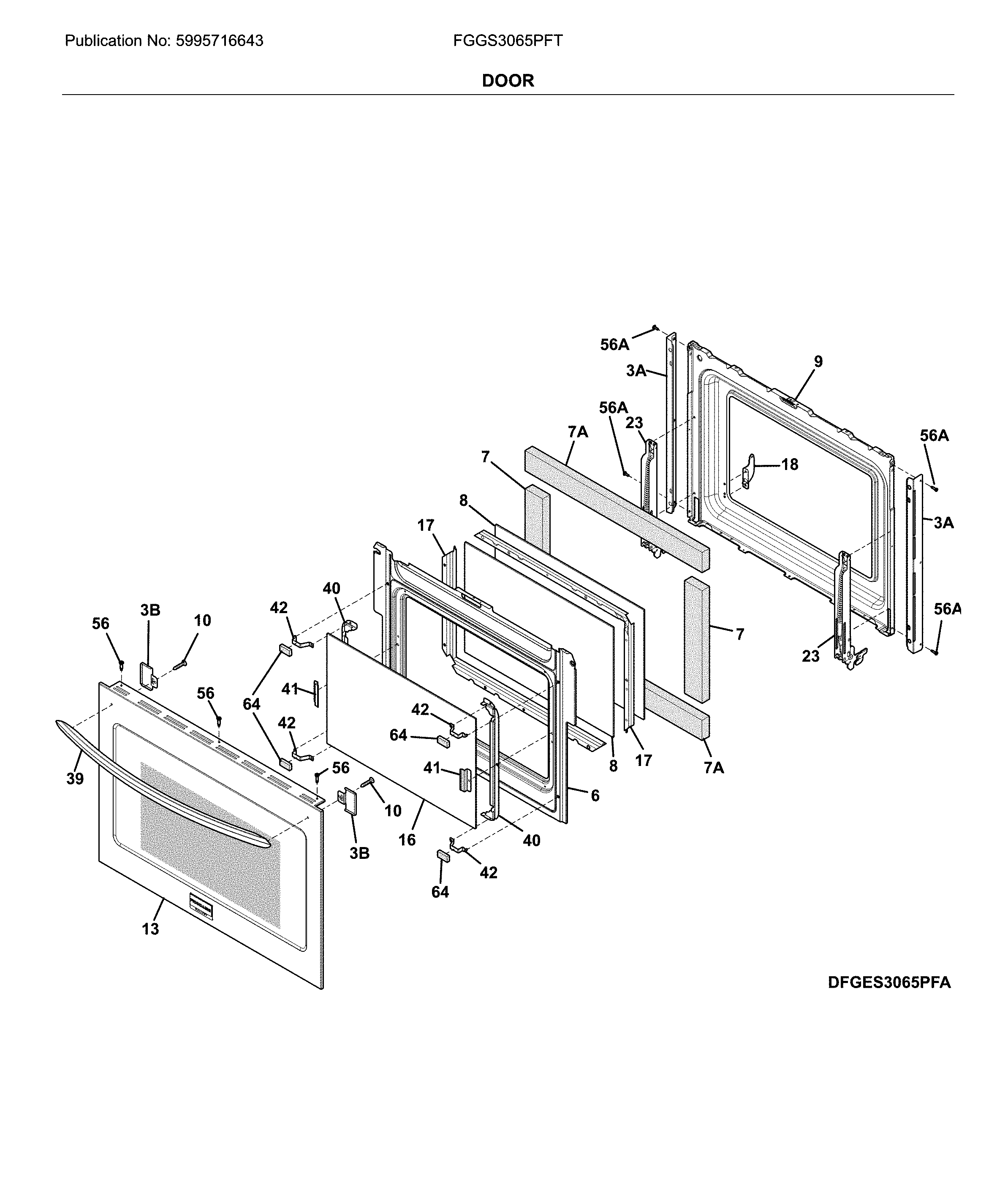 Frigidaire FGGS3065PFT door diagram