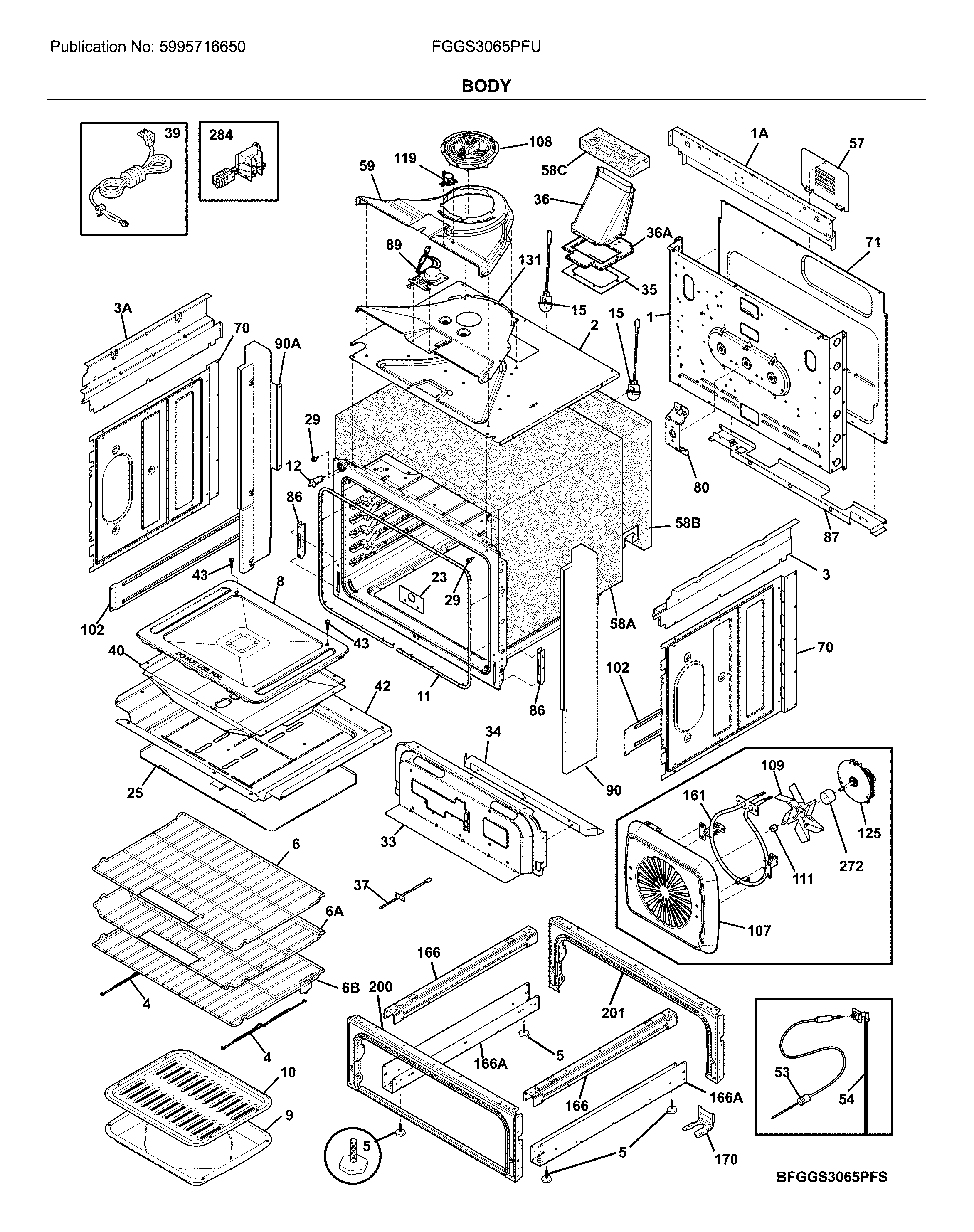 Frigidaire FGGS3065PFU body diagram