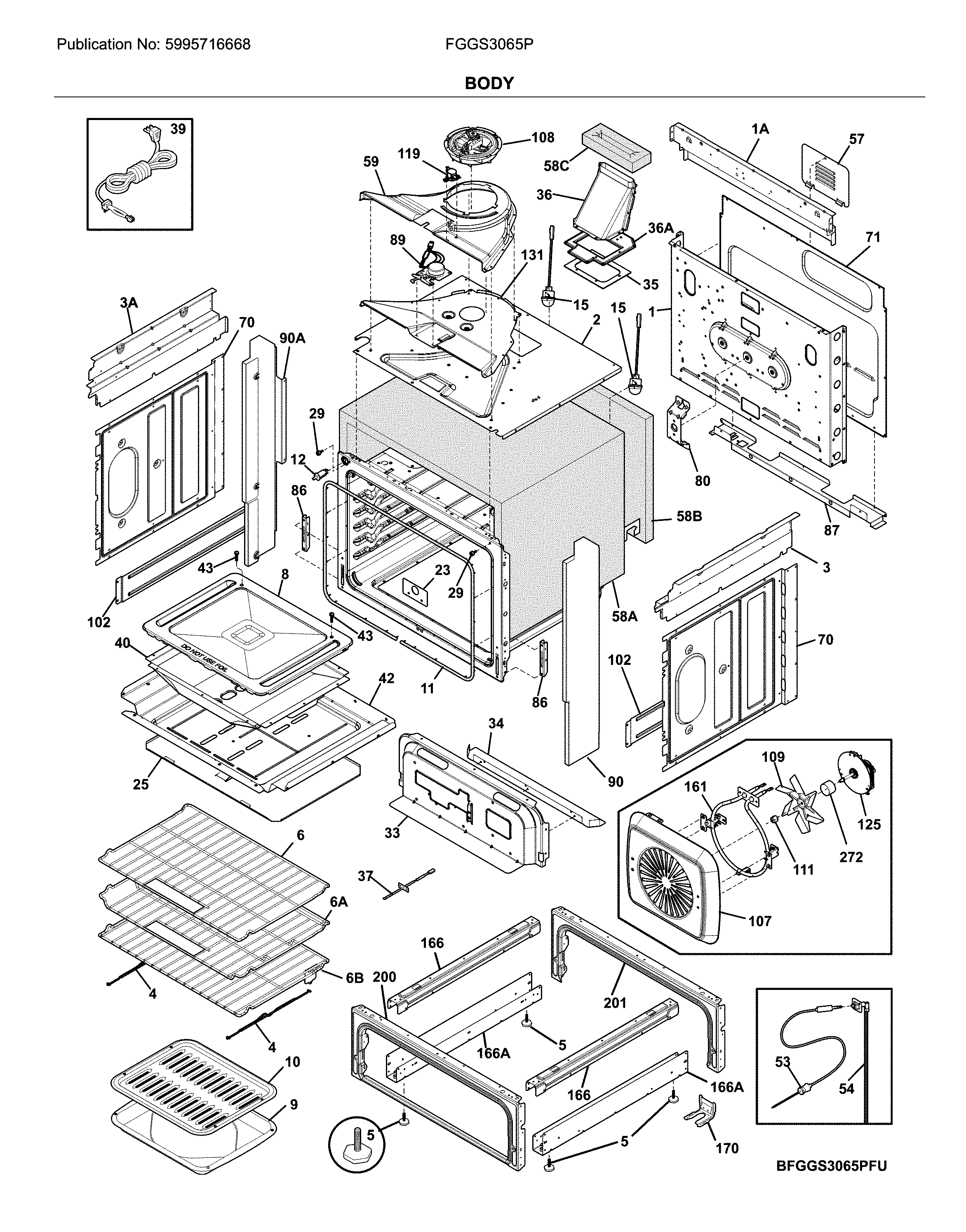Frigidaire FGGS3065PWU body diagram