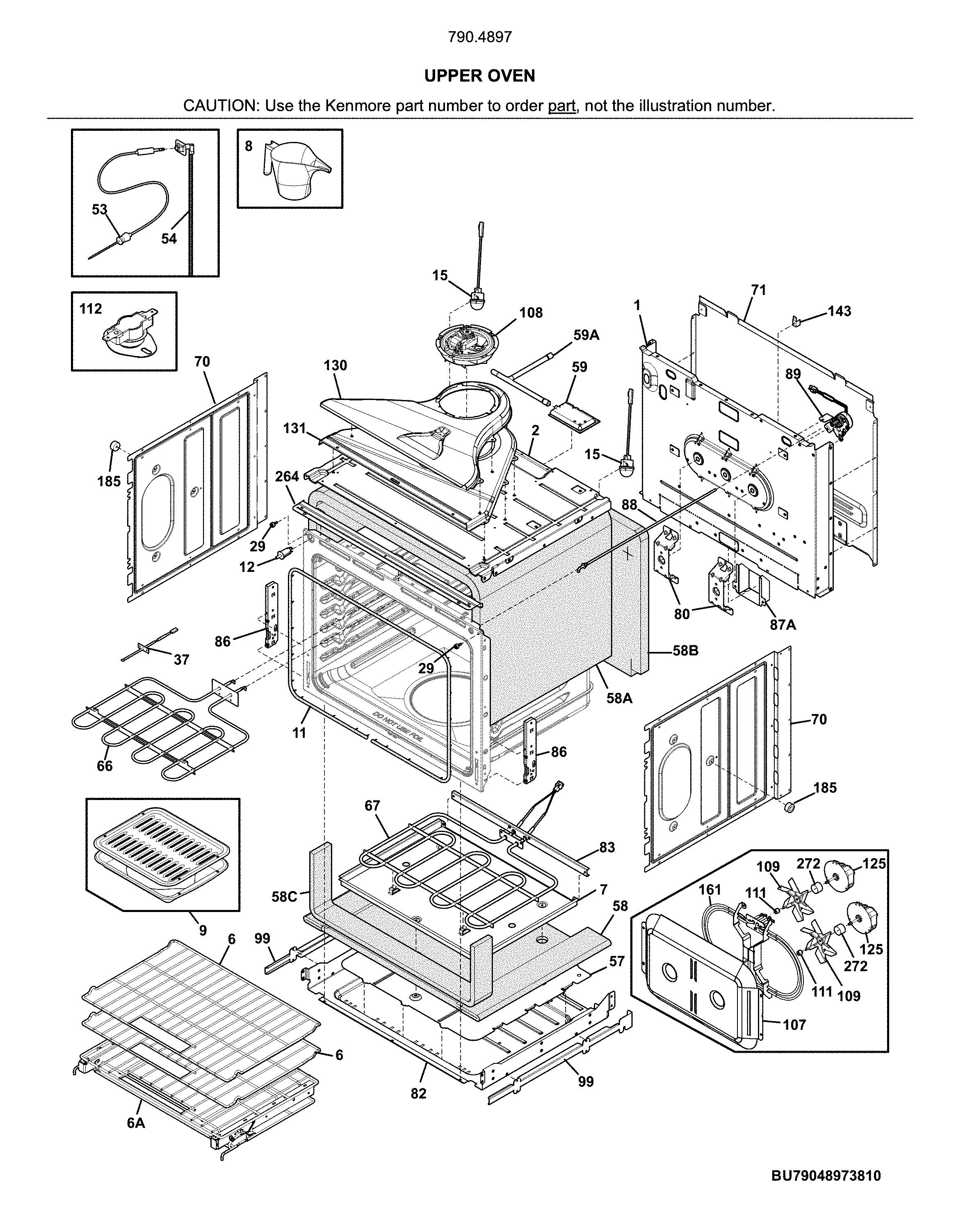 Kenmore Elite 79048977810 upper oven diagram